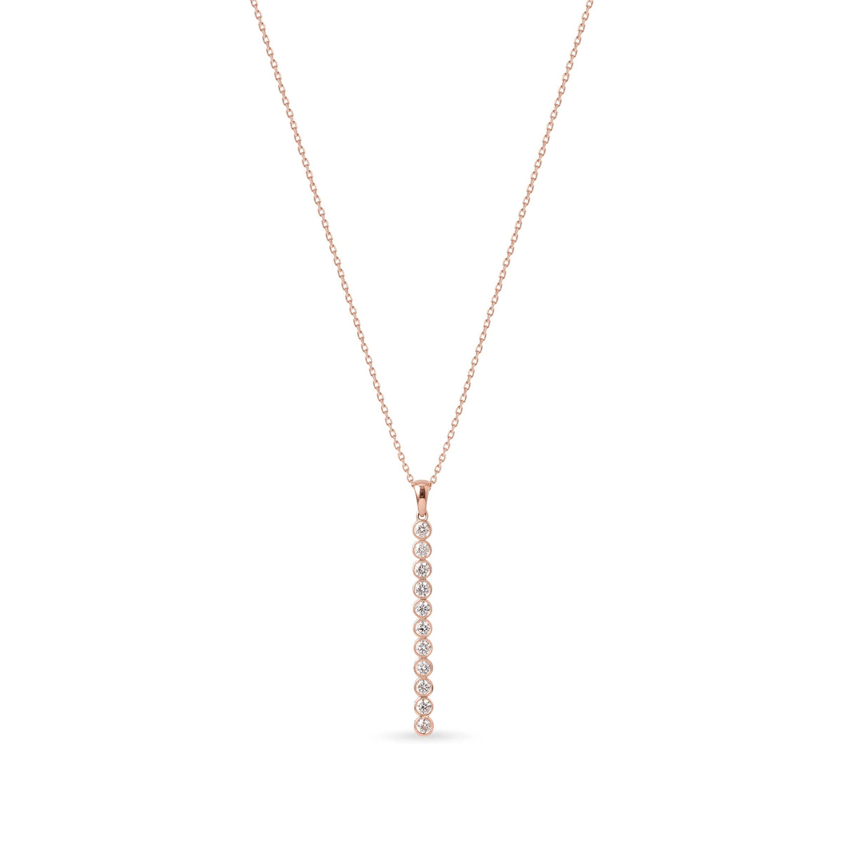 Bezel Set Round diamond Verticle Bar Drop Pendant View 3