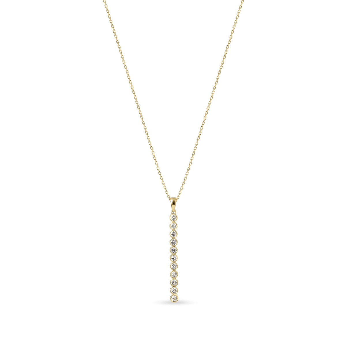 Bezel Set Round diamond Verticle Bar Drop Pendant View 6
