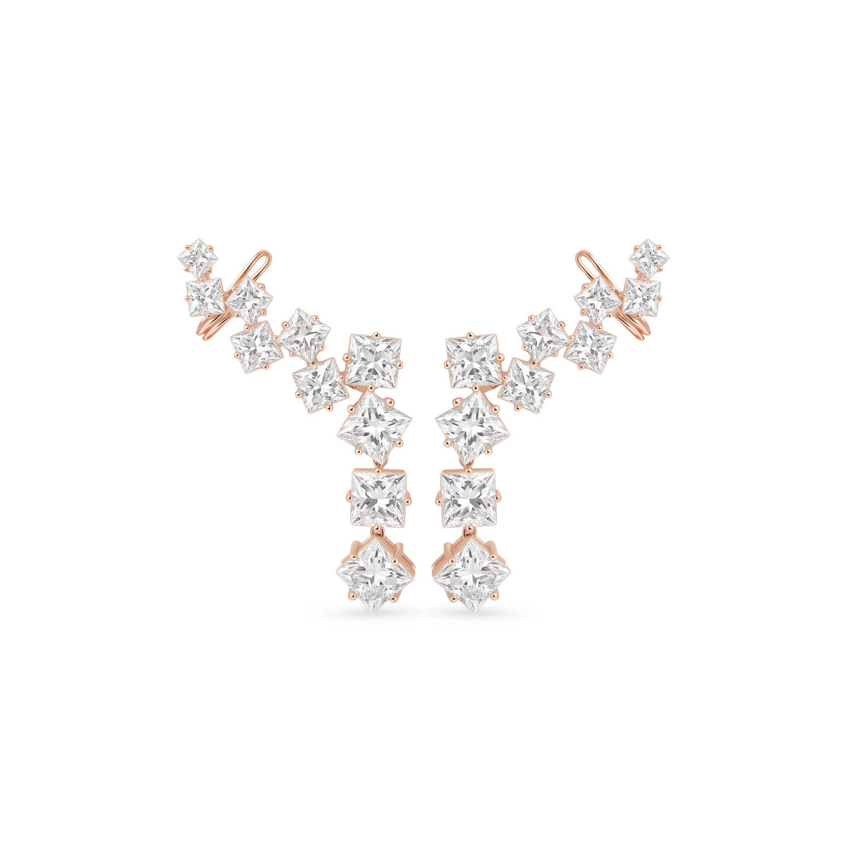 Cascading Princess-Cut Diamond Statement Climber E ROSE 10K