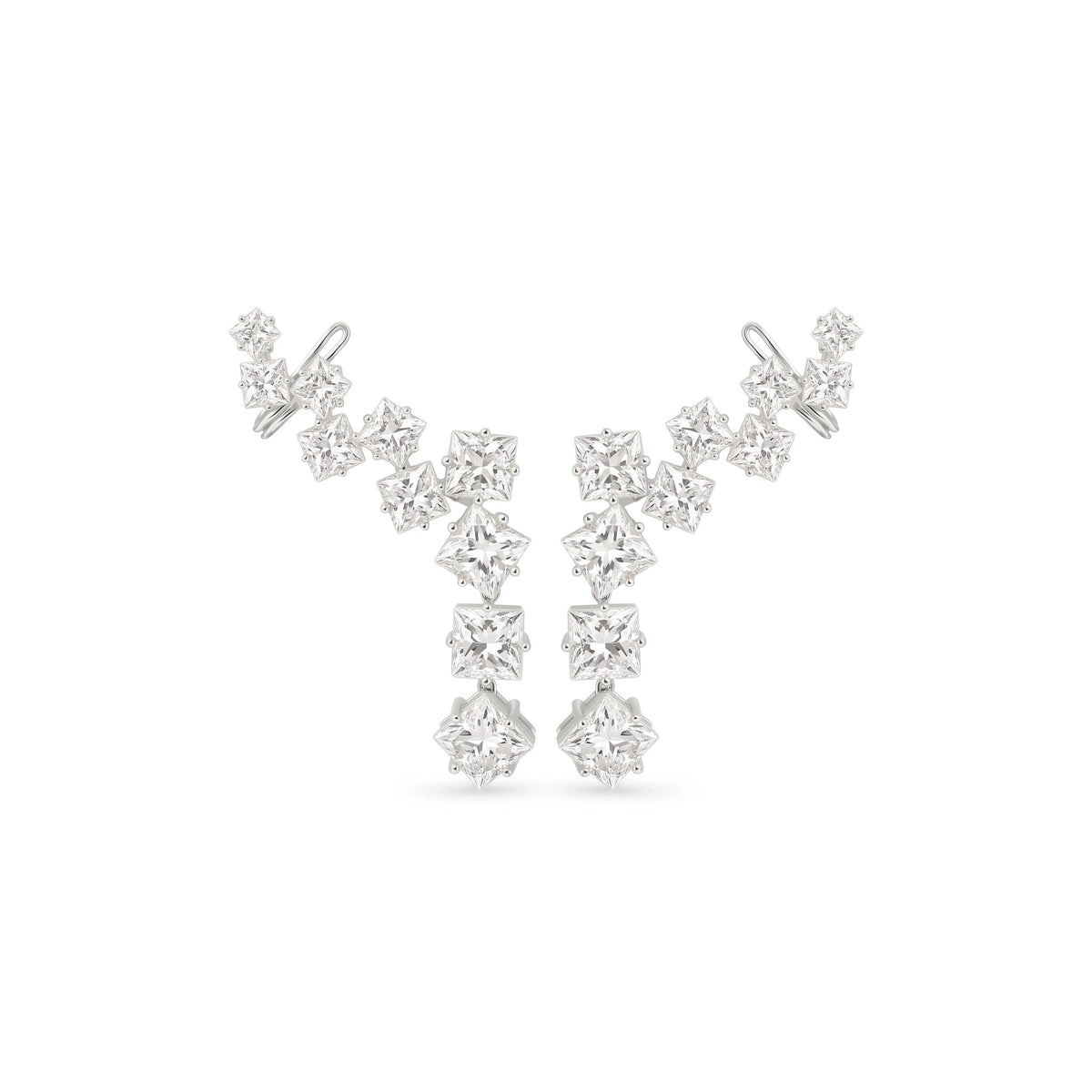Cascading Princess-Cut Diamond Statement Climber E View 4