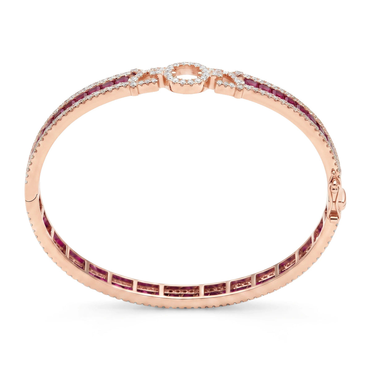 Channel-Set Princess Ruby Bangle with Diamond XOX View 2