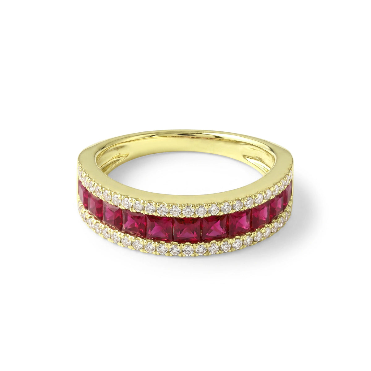 Channel-Set Princess Ruby & Pavé Diamond Anniversa View 9