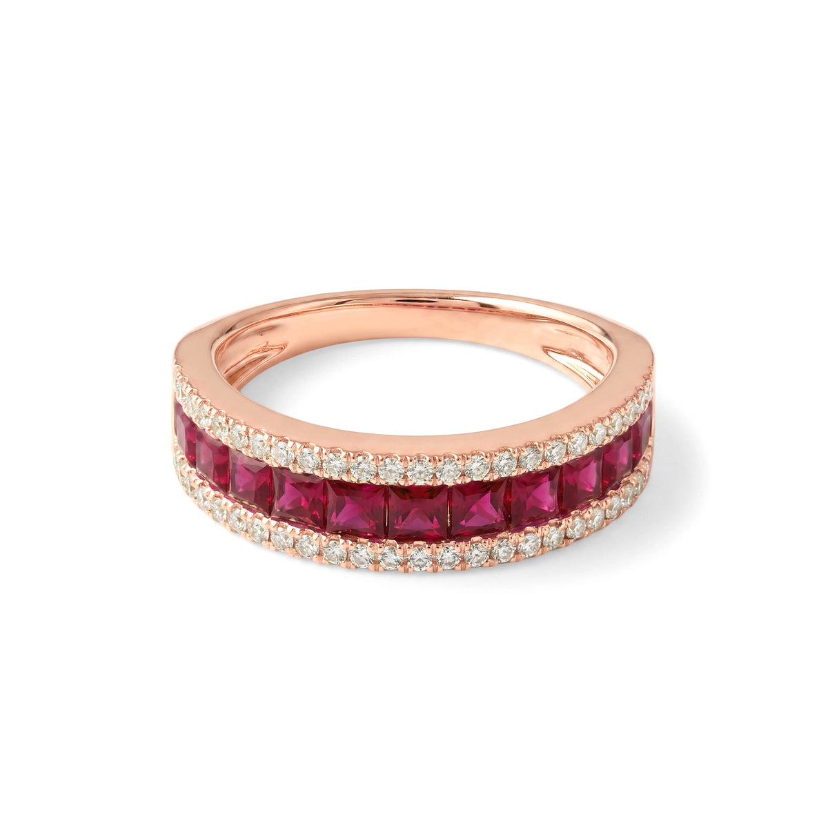 Channel-Set Princess Ruby & Pavé Diamond Anniversa View 3