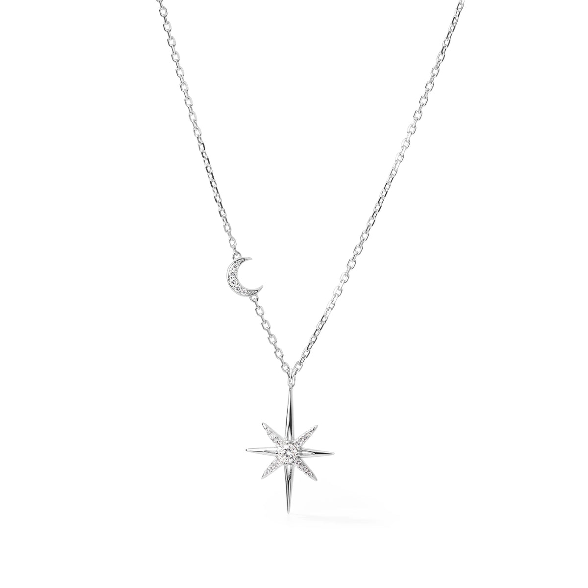 Diamond Celestial Starburst & Crescent Moon Pendan View 4