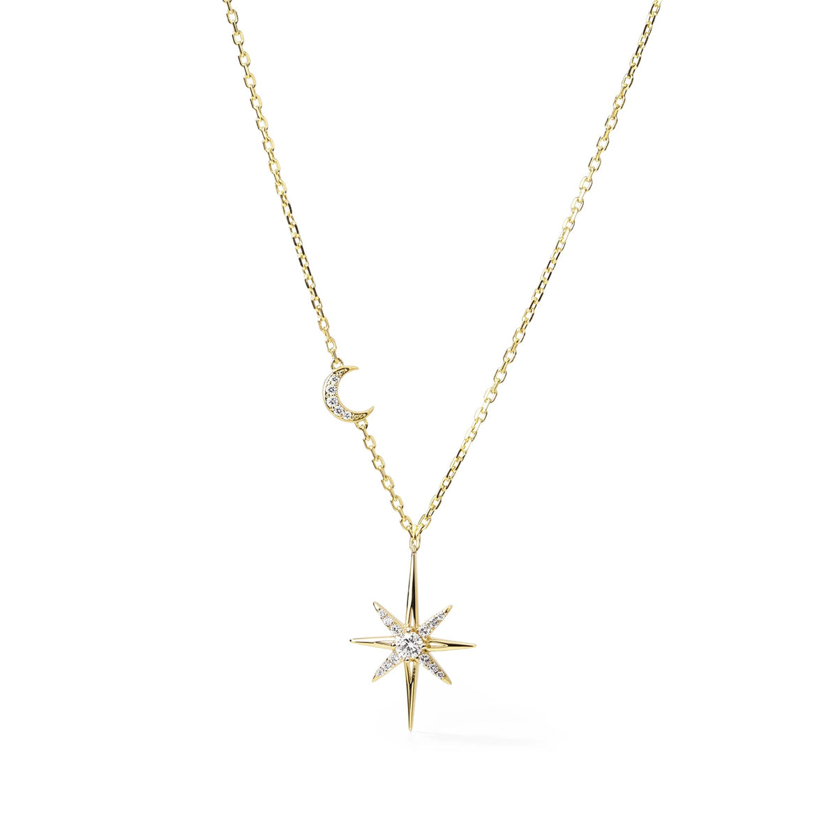 Diamond Celestial Starburst & Crescent Moon Pendan View 5