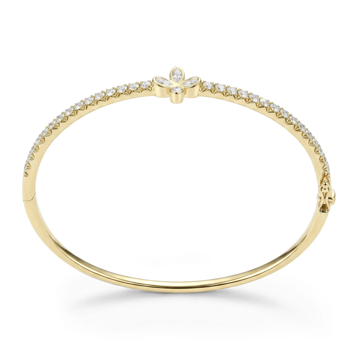 Diamond Line Bangle with Pear Floral Centerpiece View 9