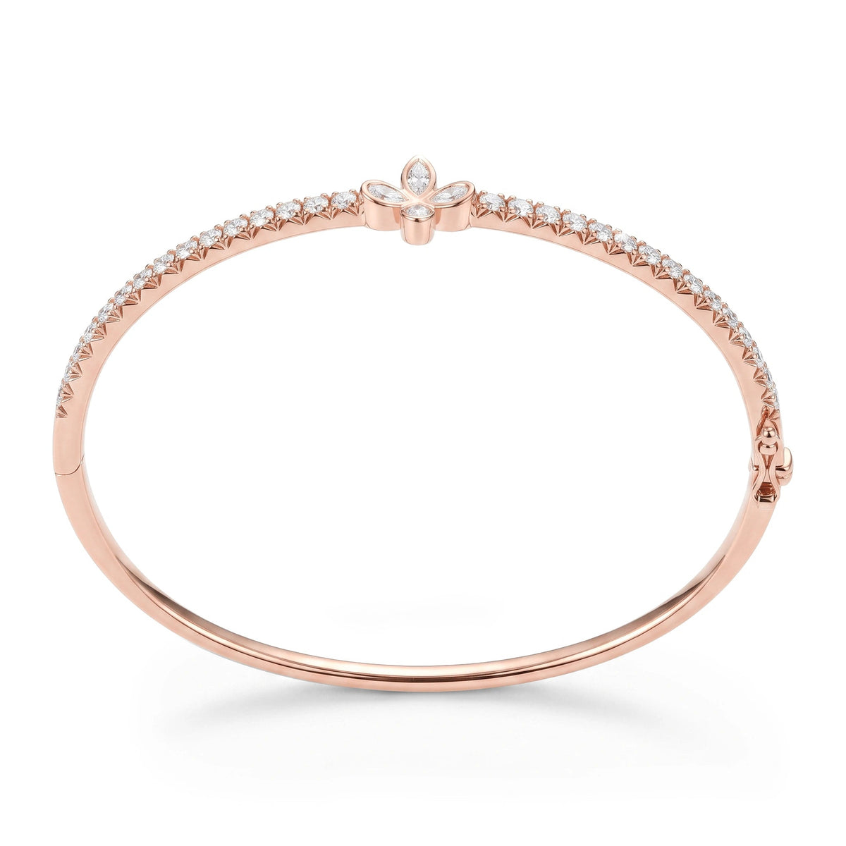 Diamond Line Bangle with Pear Floral Centerpiece View 5