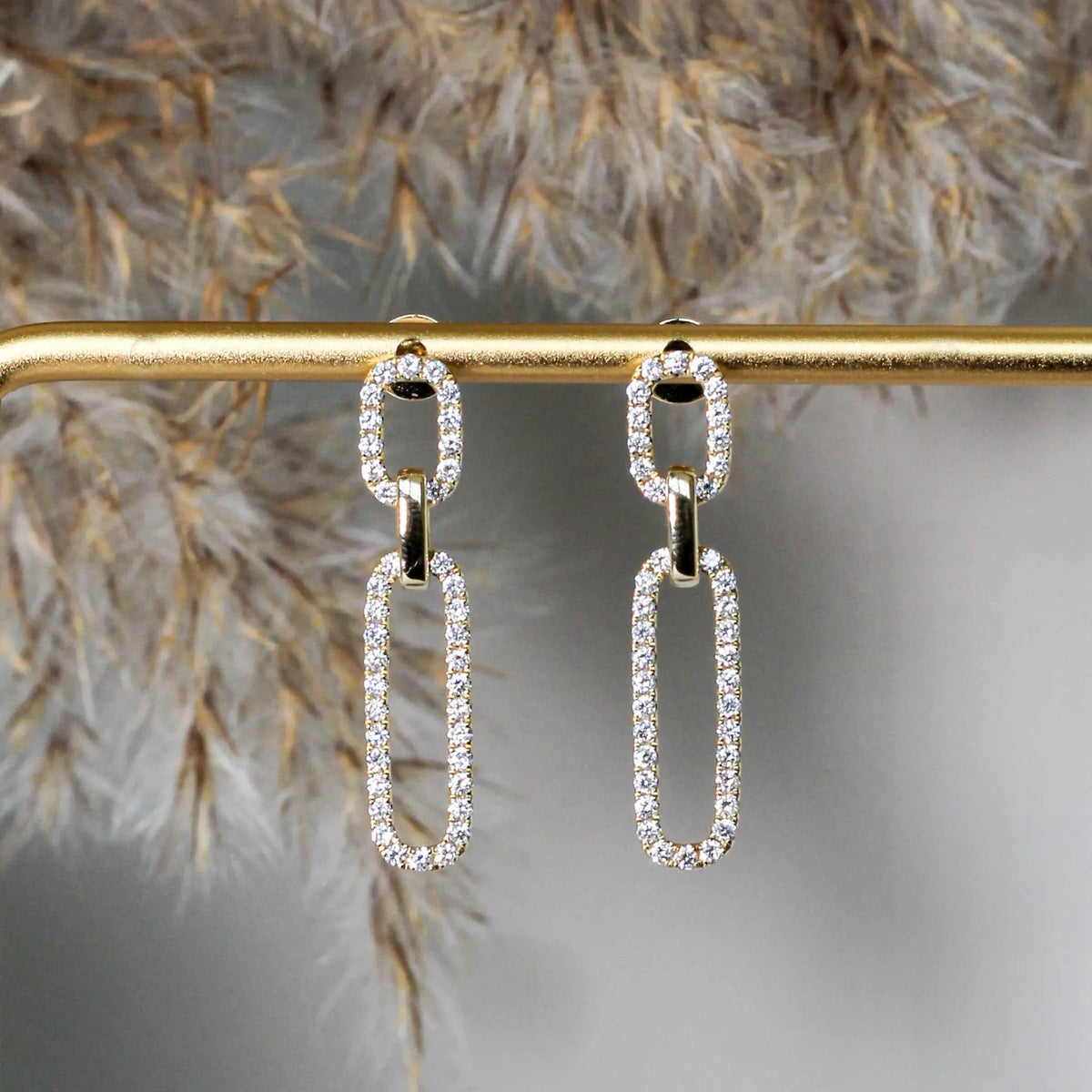 Diamond Paperclip Drop Earrings ROSE 10K