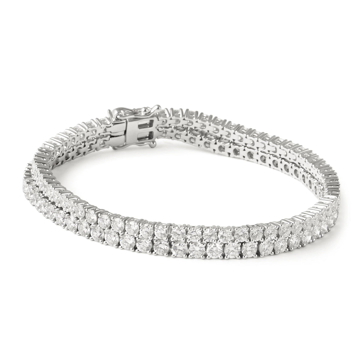 Double line round diamond tennis bracelet View 3