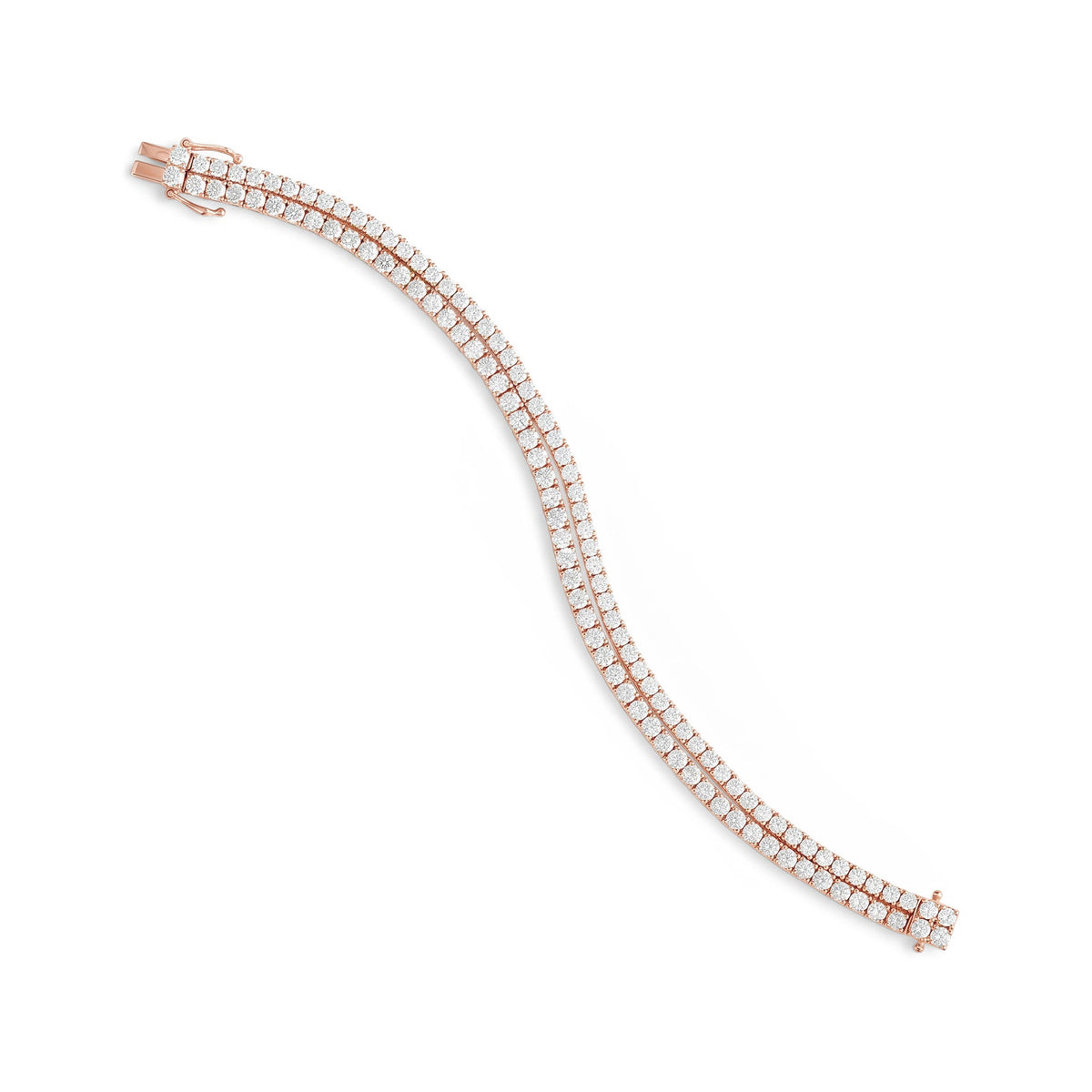 Double line round diamond tennis bracelet View 7