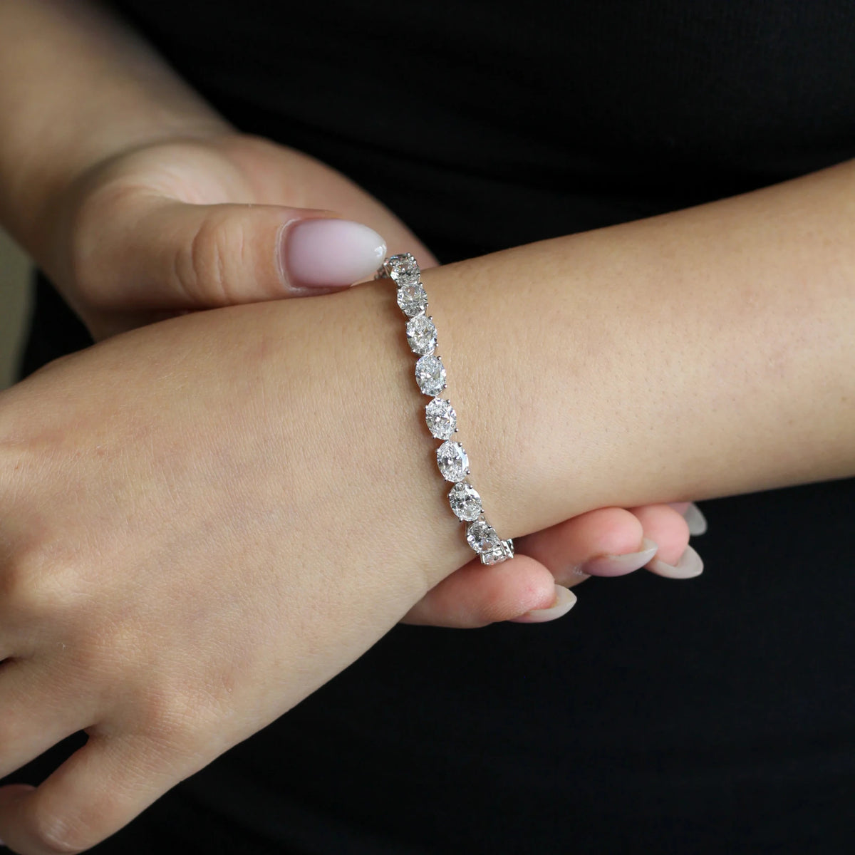 East West Oval Diamond Tennis Bracelet ROSE 10K
