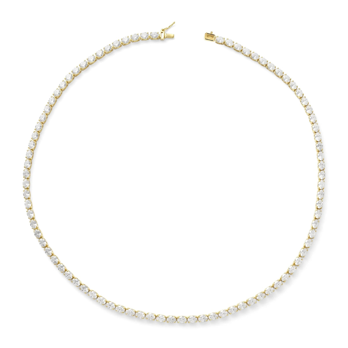 East-West Oval Diamond Tennis Statement Necklace View 3