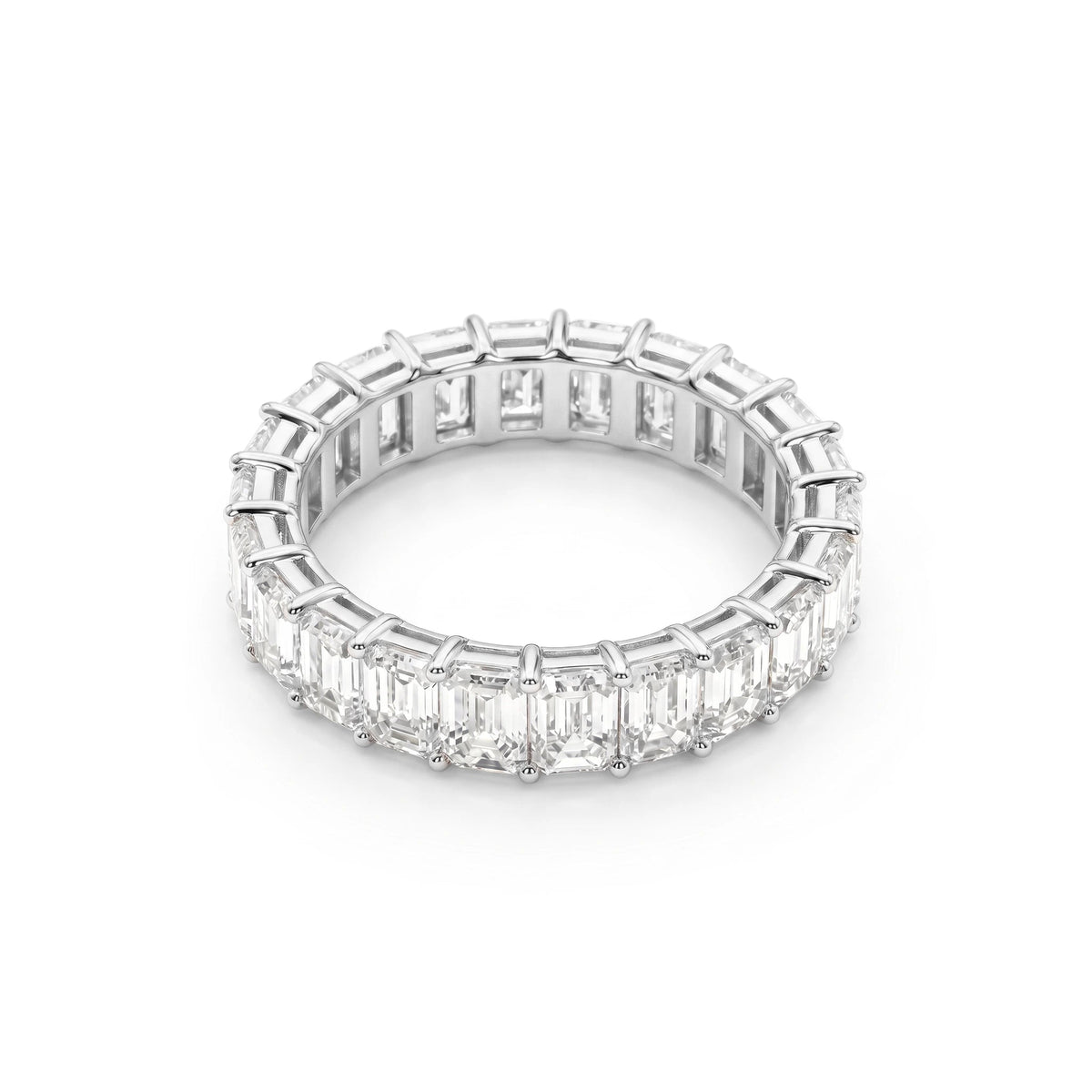 Emerald-Cut Diamond Shared-Prong Eternity Wedding View 6
