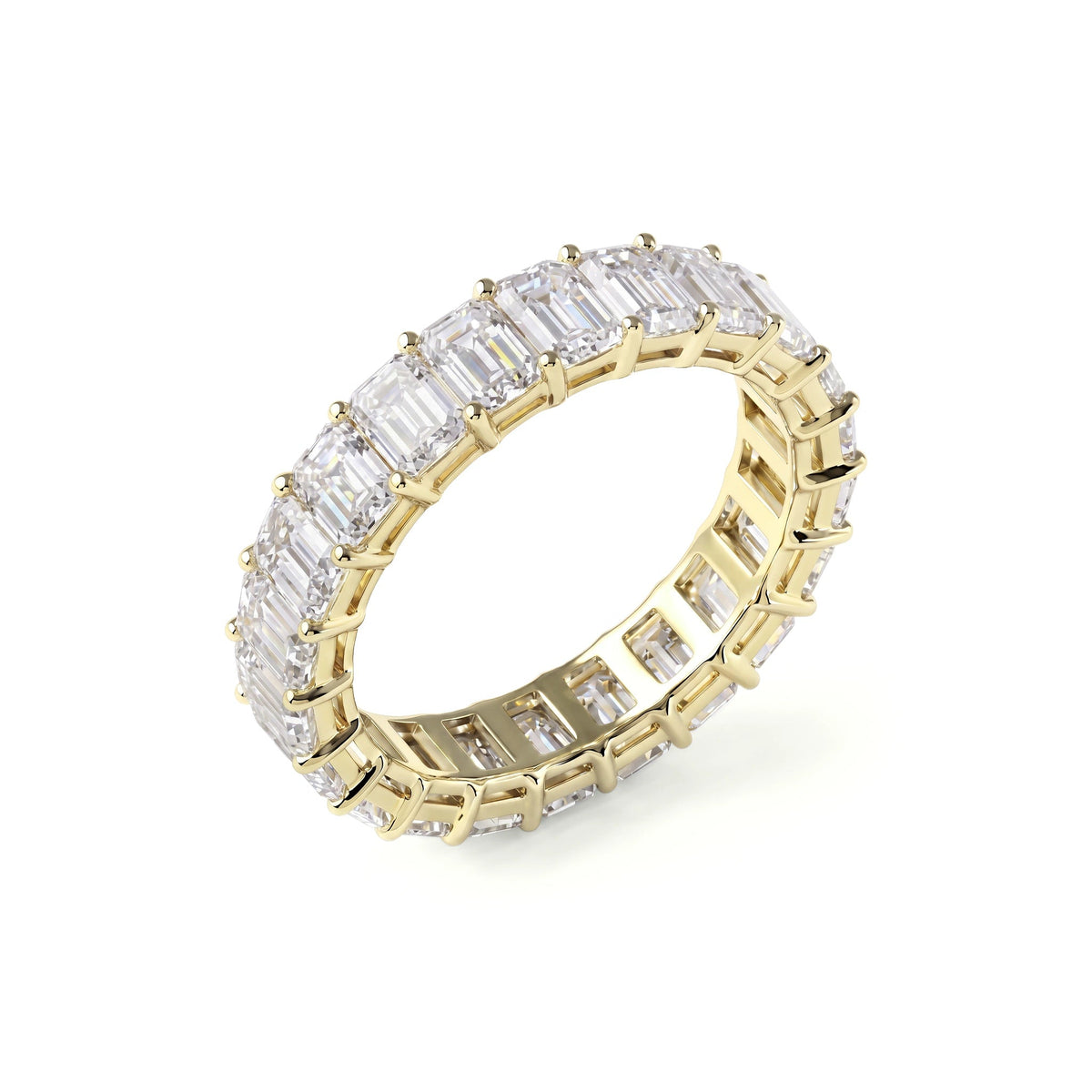 Emerald-Cut Diamond Shared-Prong Eternity Wedding View 11
