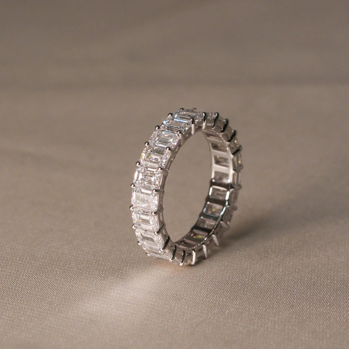 Emerald-Cut Diamond Shared-Prong Eternity Wedding View 2