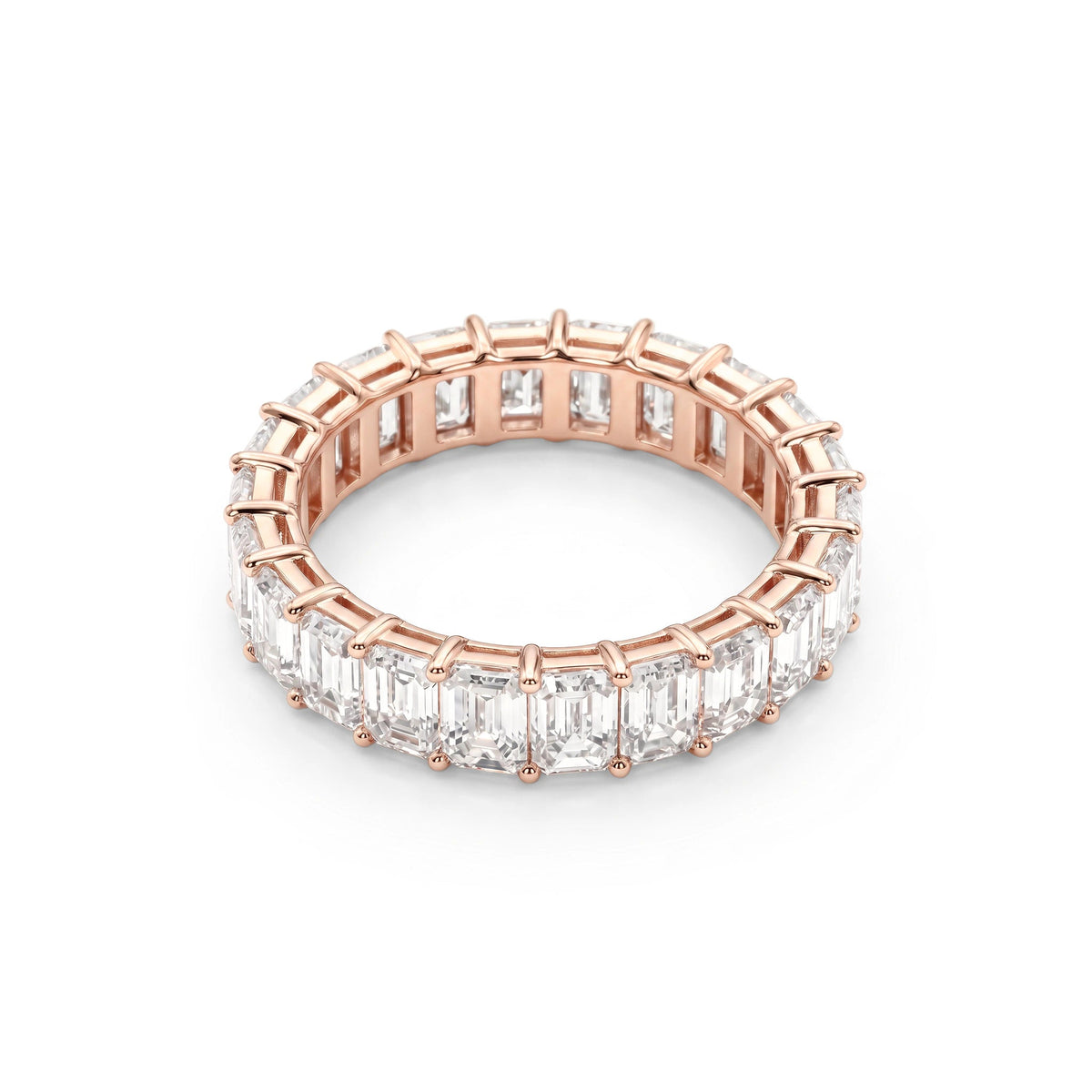 Emerald-Cut Diamond Shared-Prong Eternity Wedding View 3
