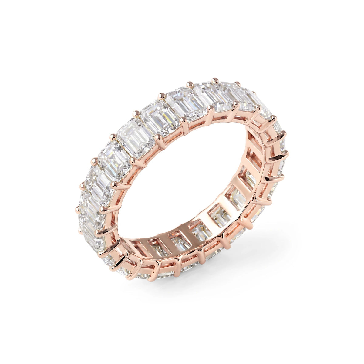 Emerald-Cut Diamond Shared-Prong Eternity Wedding View 5