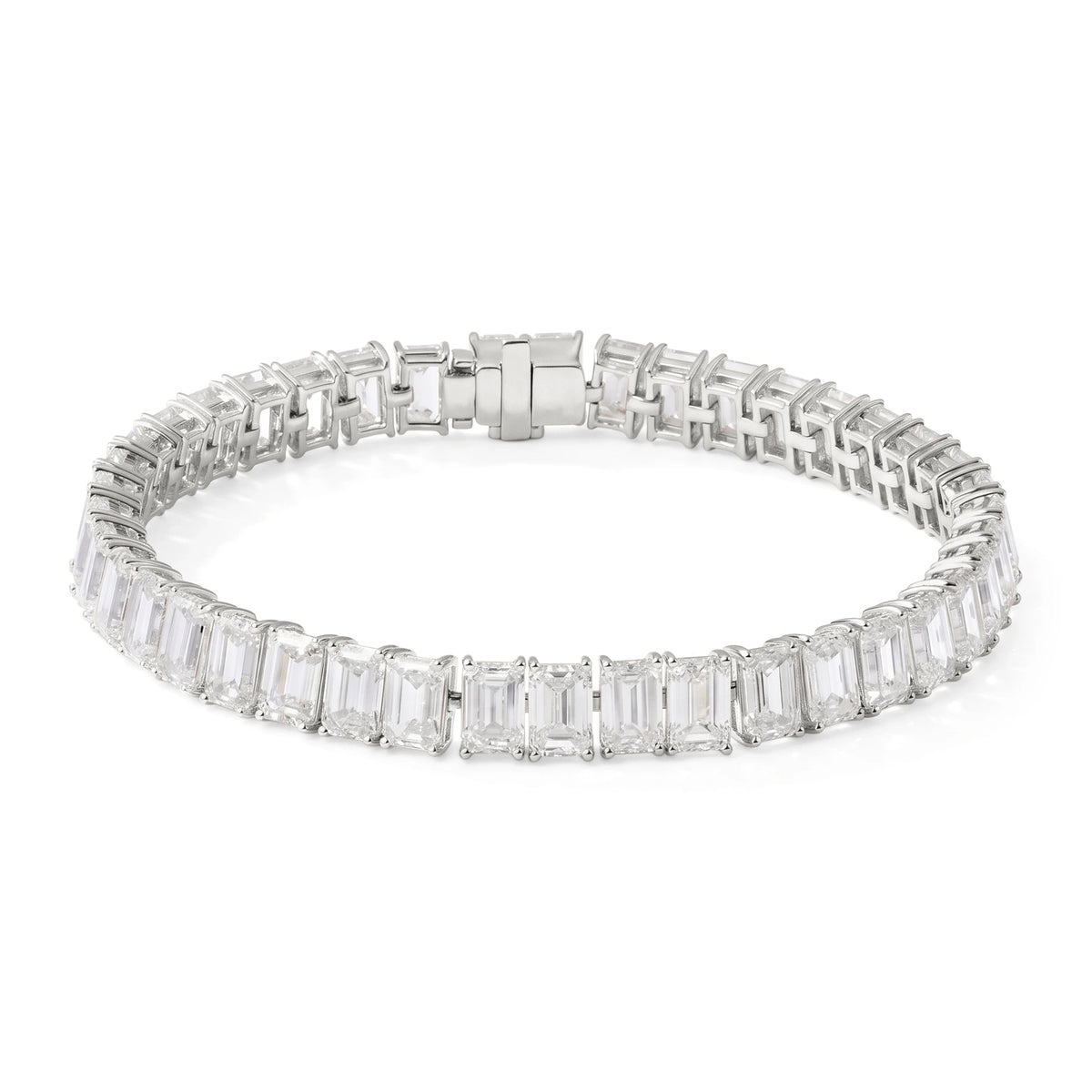 Emerald-Cut Diamond Tennis Bracelet View 4