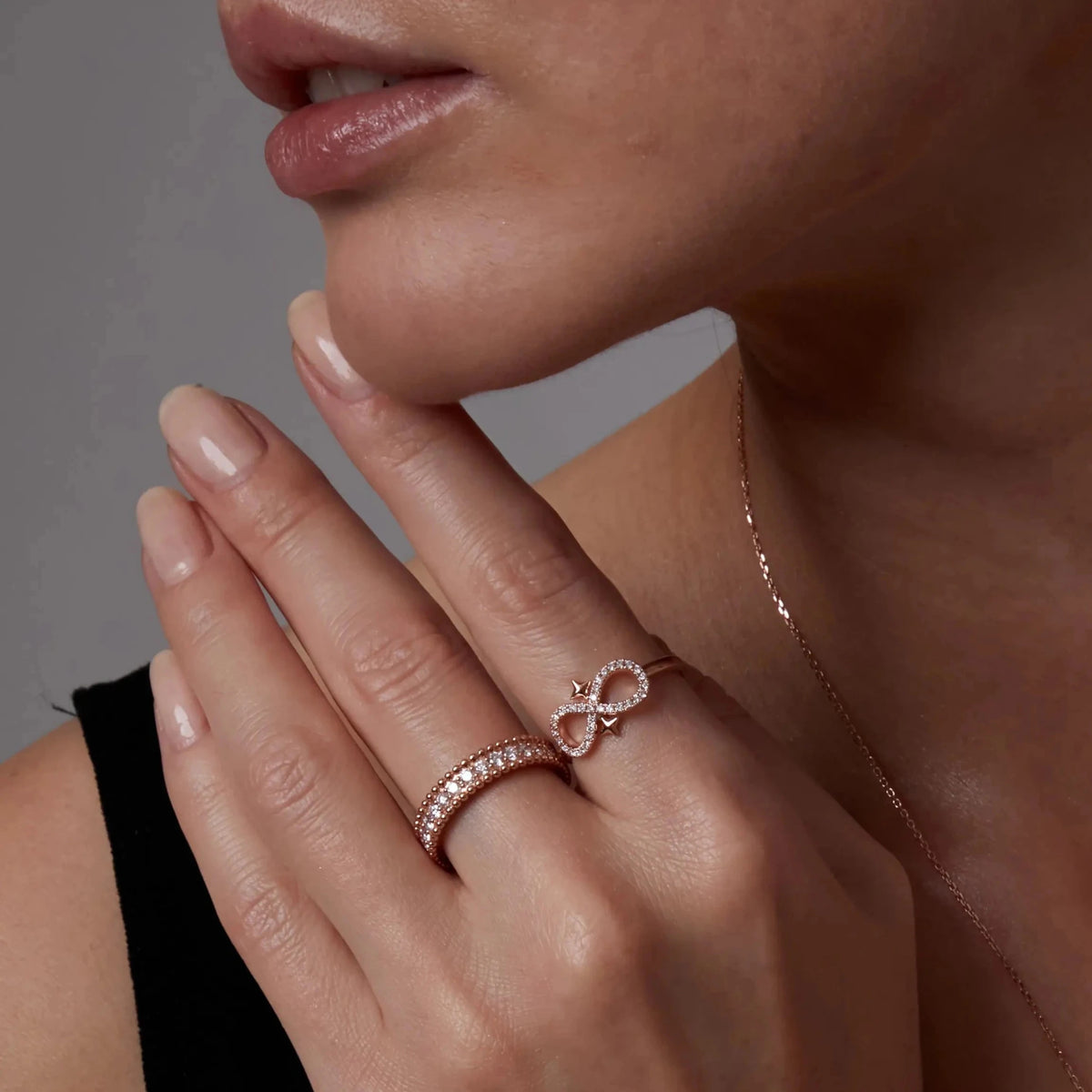 'Eternal' Design Infinity Star Motif Diamond Ring ROSE 10K