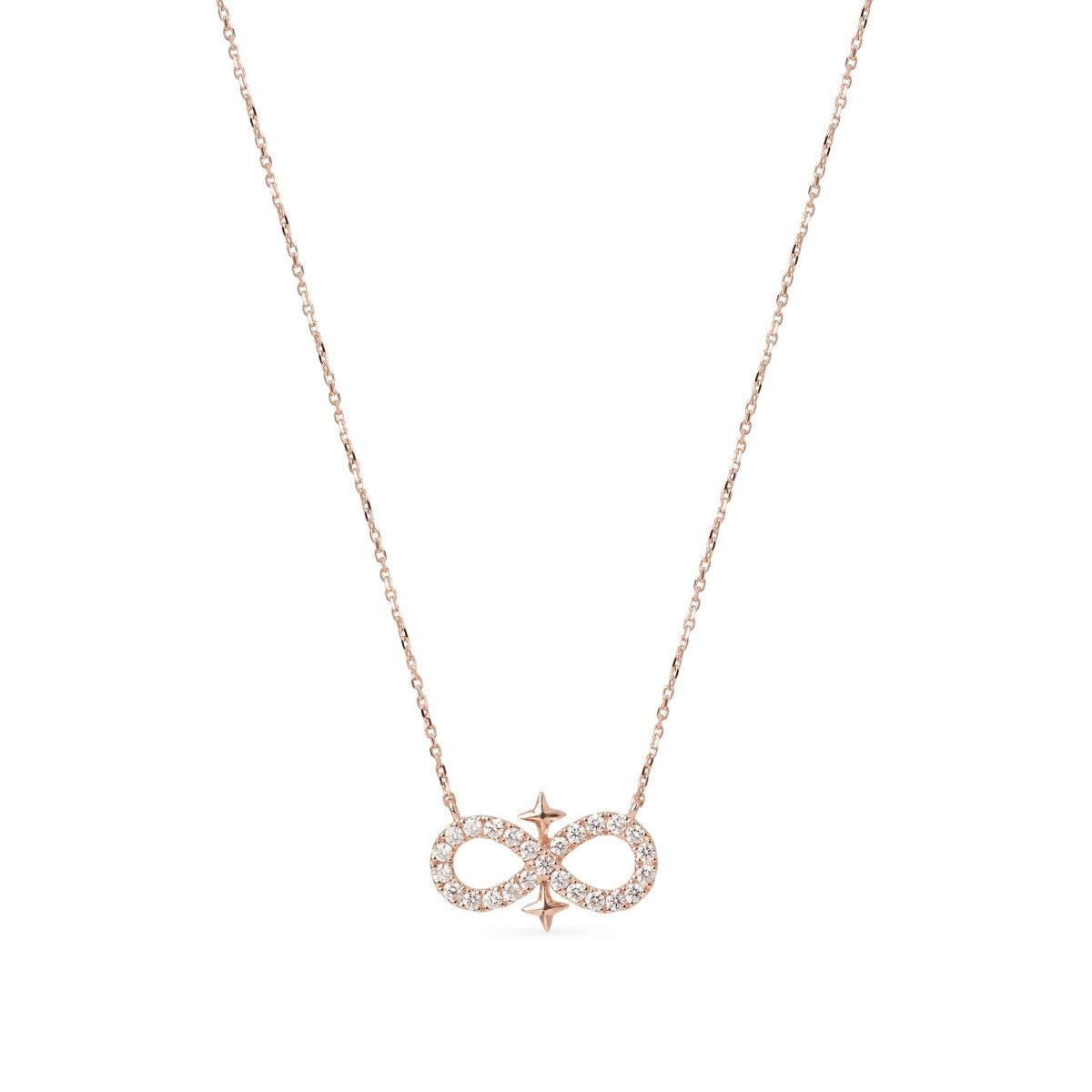'Eternal' Infinity & Star Motif Pendant Necklace ROSE 10K