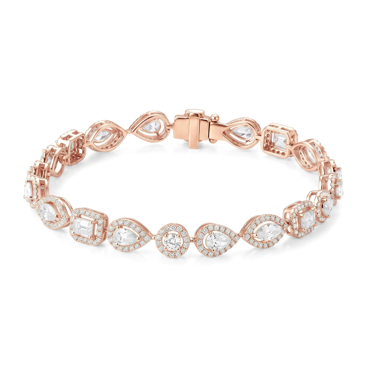 Fancy Multi-Shape Diamond Halo Bracelet View 2