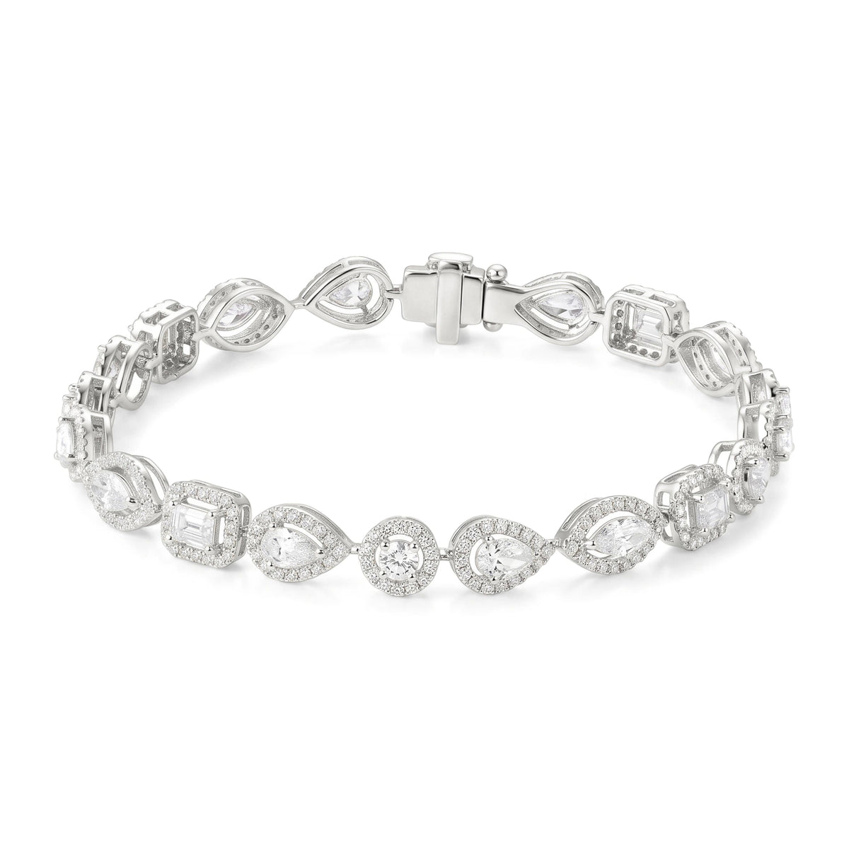Fancy Multi-Shape Diamond Halo Bracelet View 4