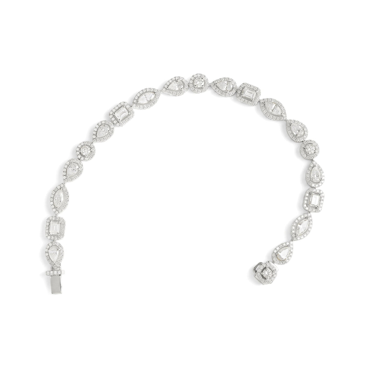 Fancy Multi-Shape Diamond Halo Bracelet View 3