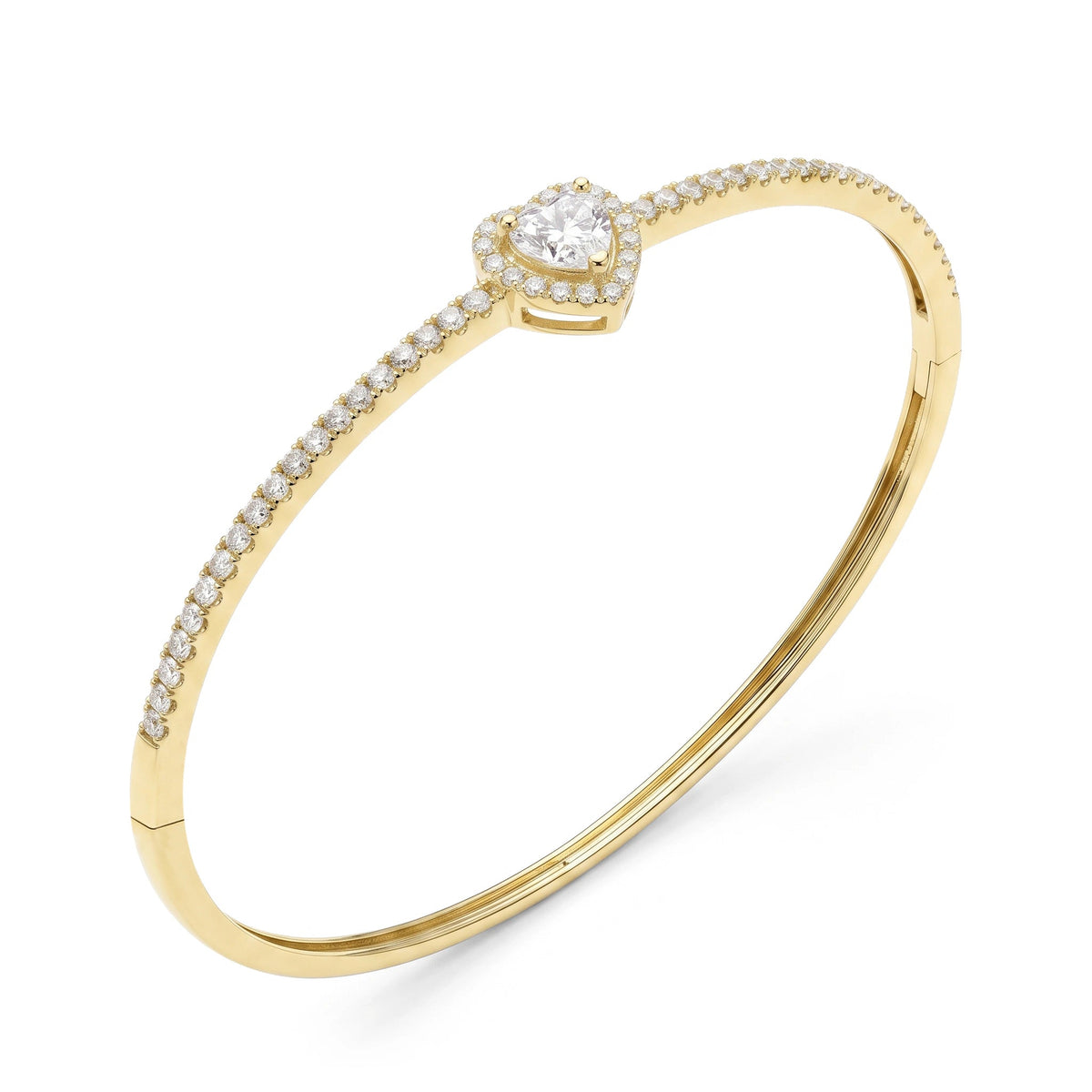 Heart shape diamond with halo pave band bangle View 7