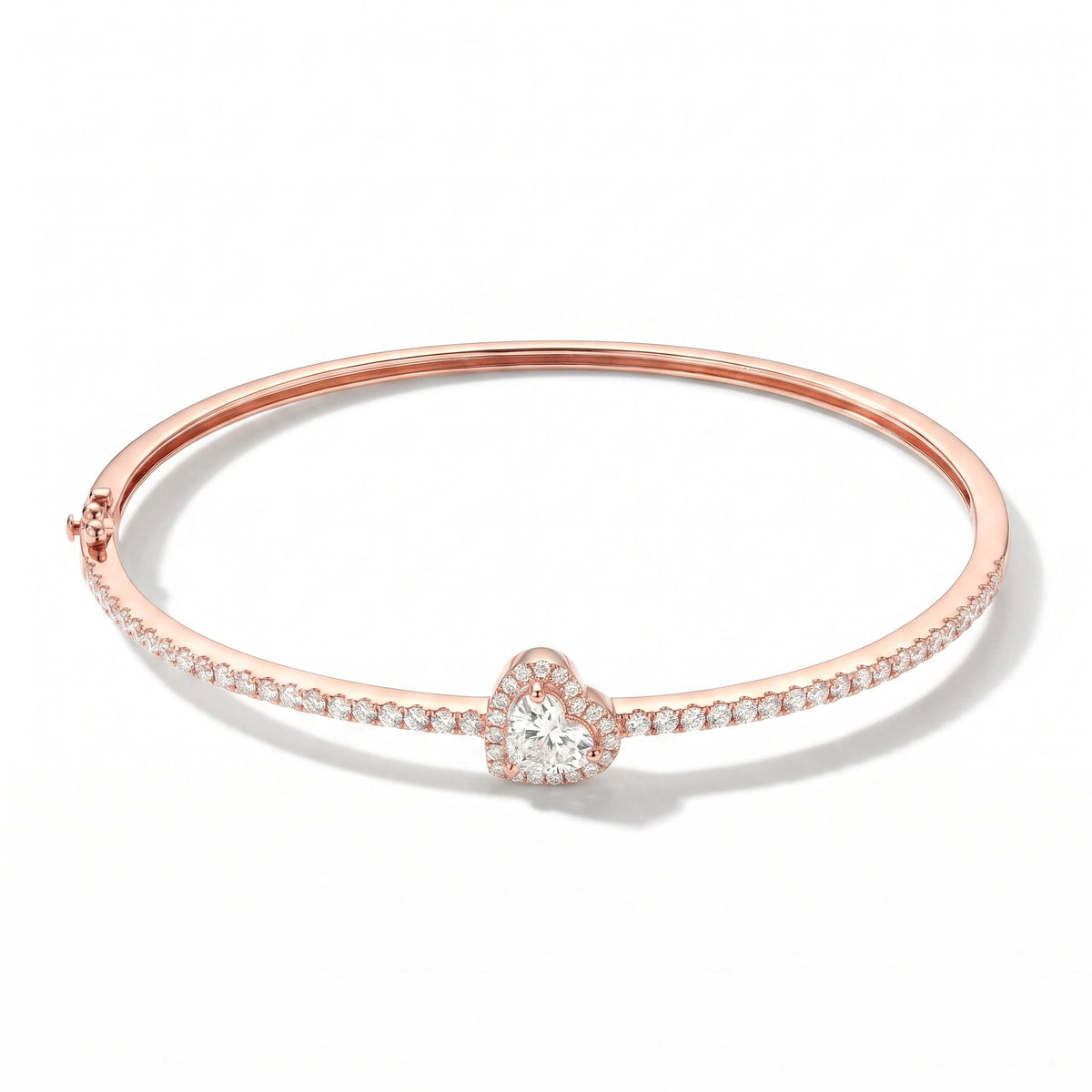 Heart shape diamond with halo pave band bangle View 8