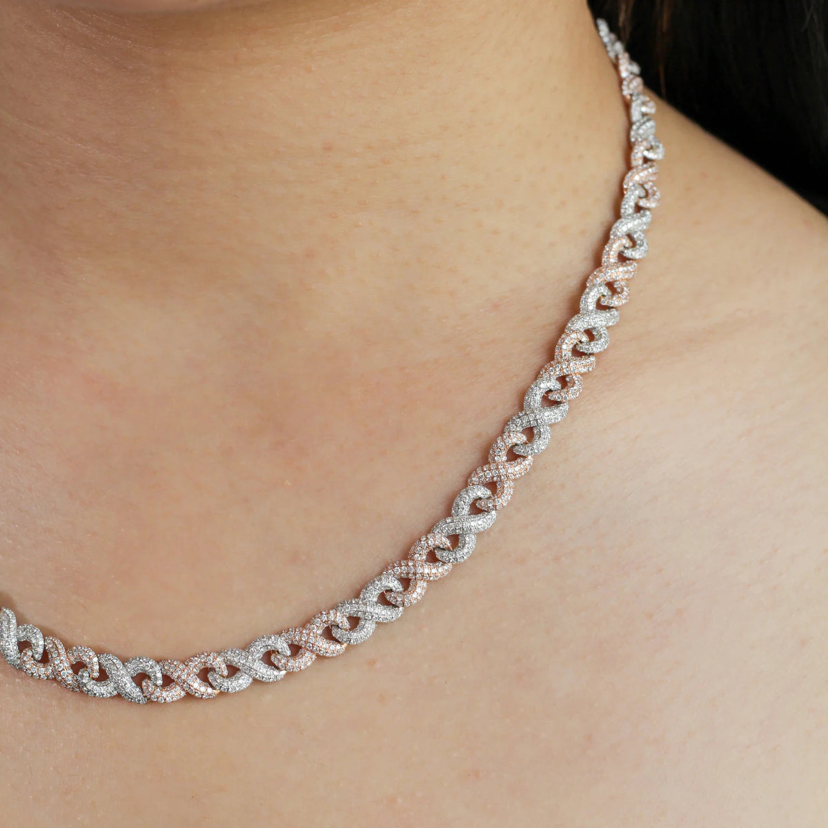 Infinity Wave Iced out Diamond Riviera Statement N ROSE 10K