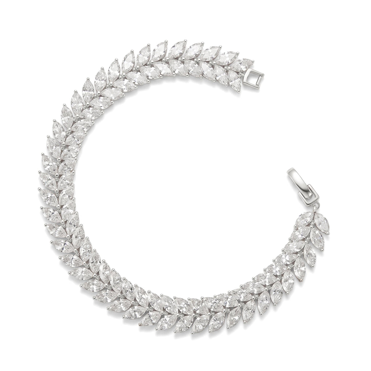 Marquise Diamond Laurel Leaf Tennis Bracelet View 3