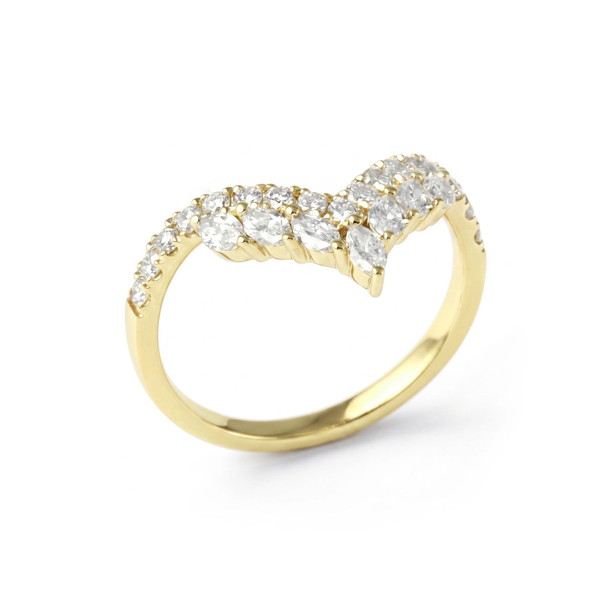 Marquise & Pavé Diamond Chevron Wishbone Band View 11
