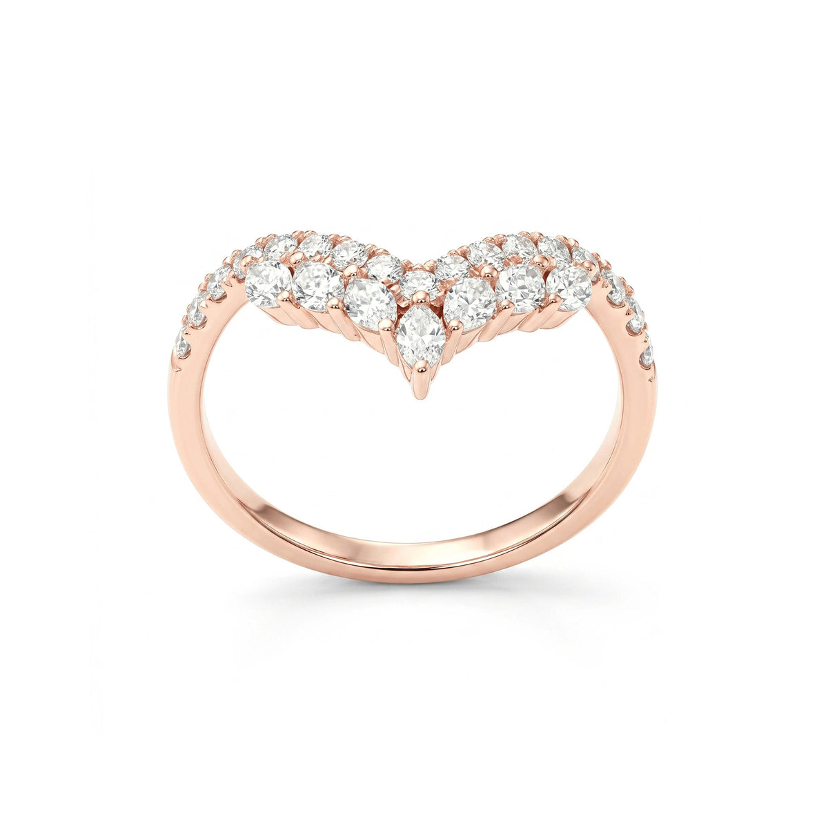 Marquise & Pavé Diamond Chevron Wishbone Band View 4