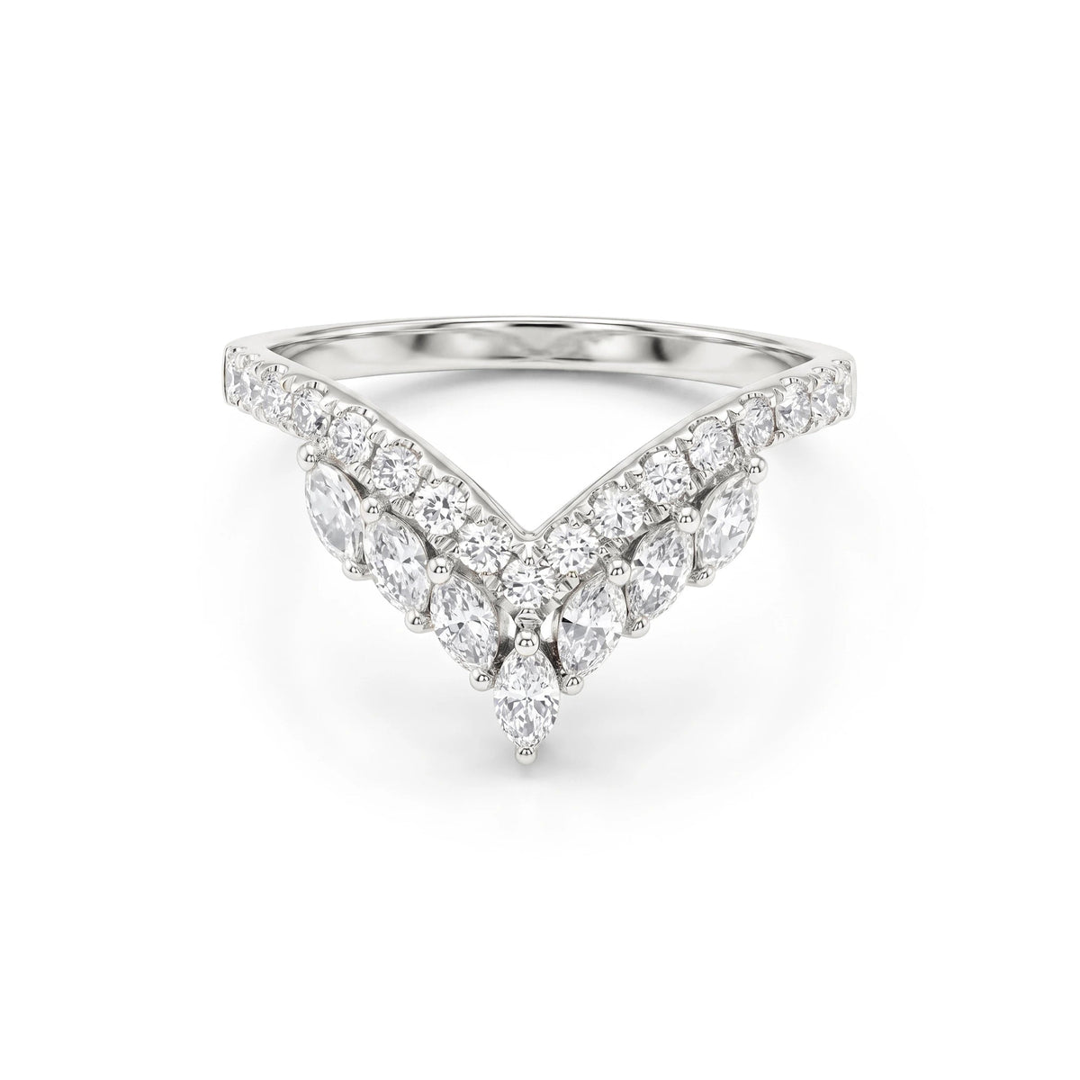 Marquise & Pavé Diamond Chevron Wishbone Band View 6