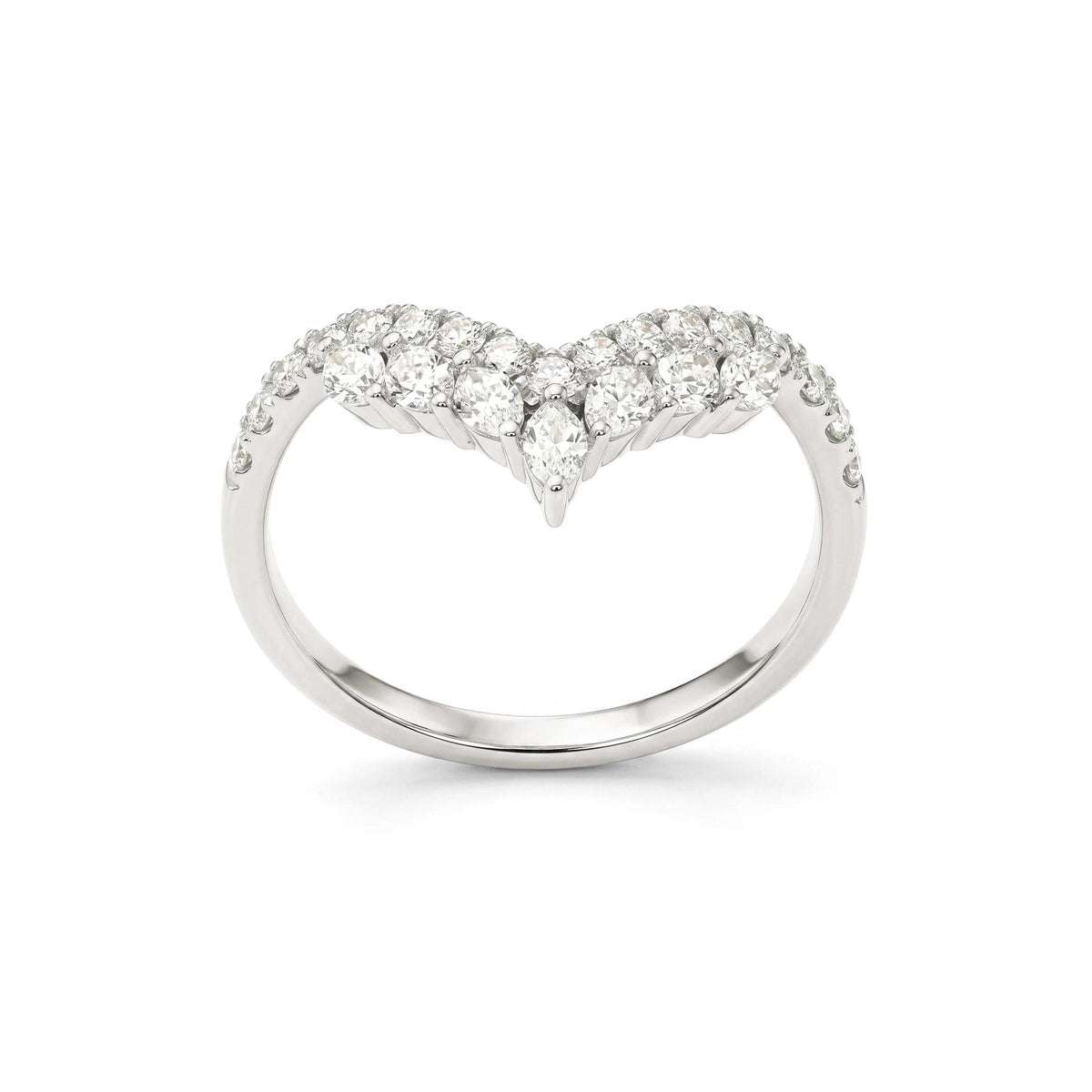 Marquise & Pavé Diamond Chevron Wishbone Band View 7