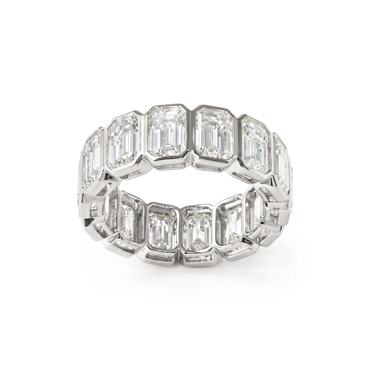 Modern Bezel Emerald-Cut Eternity Statement Ring View 6