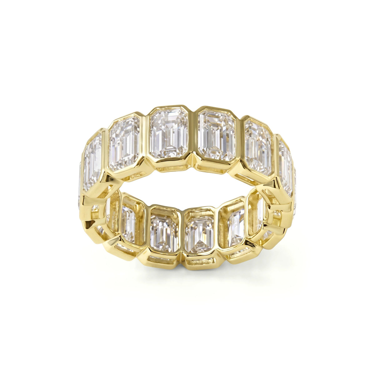 Modern Bezel Emerald-Cut Eternity Statement Ring View 9