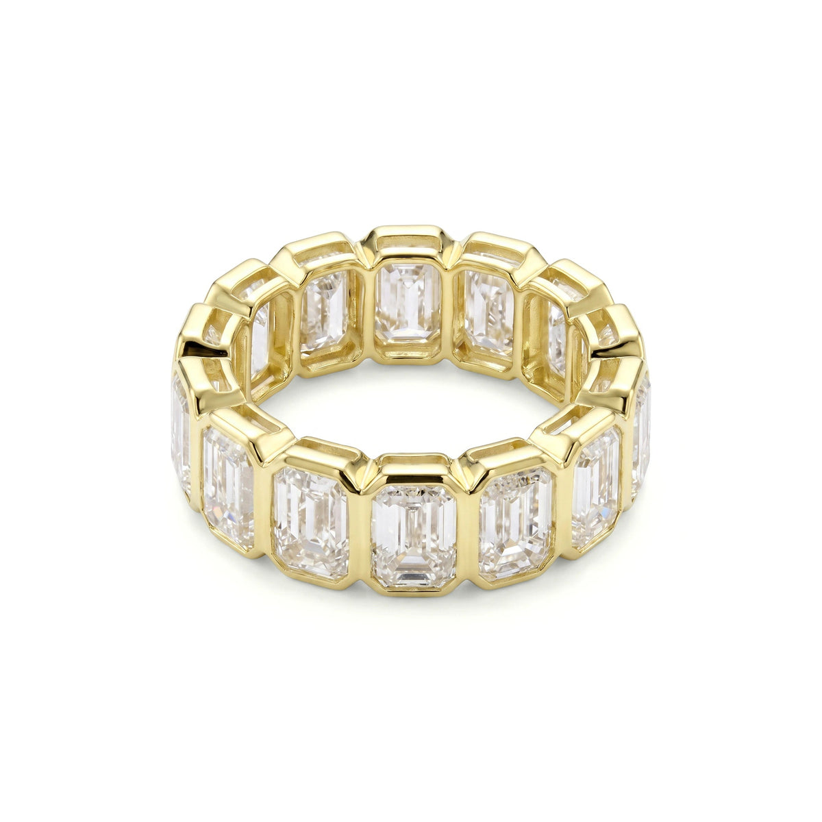Modern Bezel Emerald-Cut Eternity Statement Ring ROSE 10K