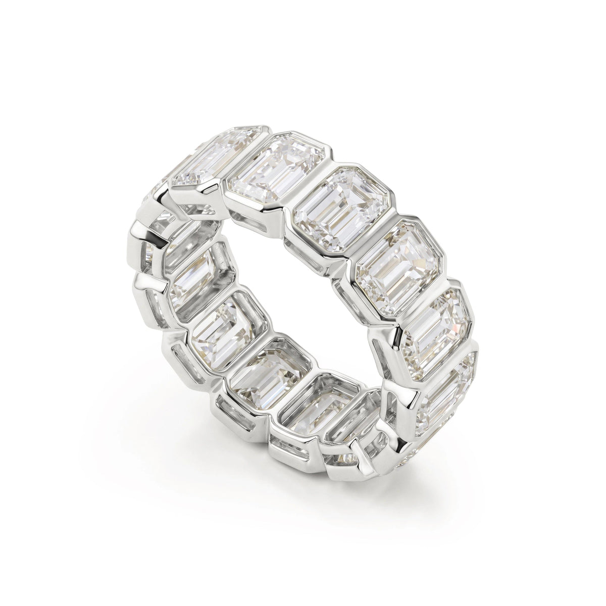 Modern Bezel Emerald-Cut Eternity Statement Ring View 7