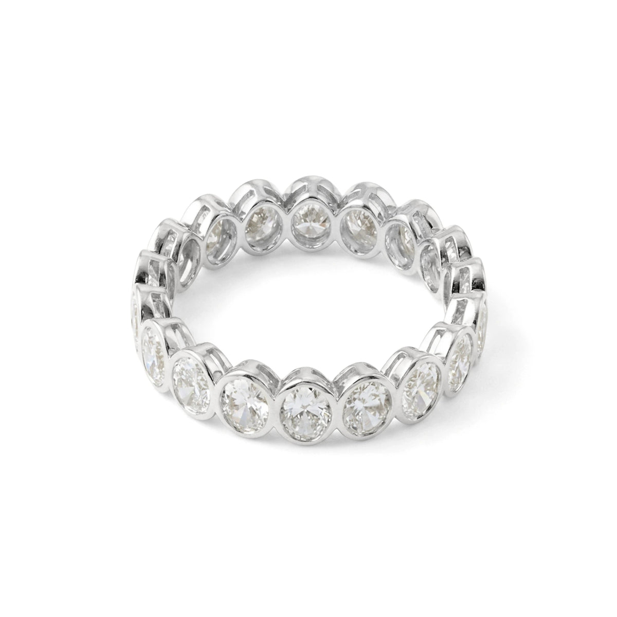 Modern Bezel Oval-Cut Diamond Eternity Ring View 4