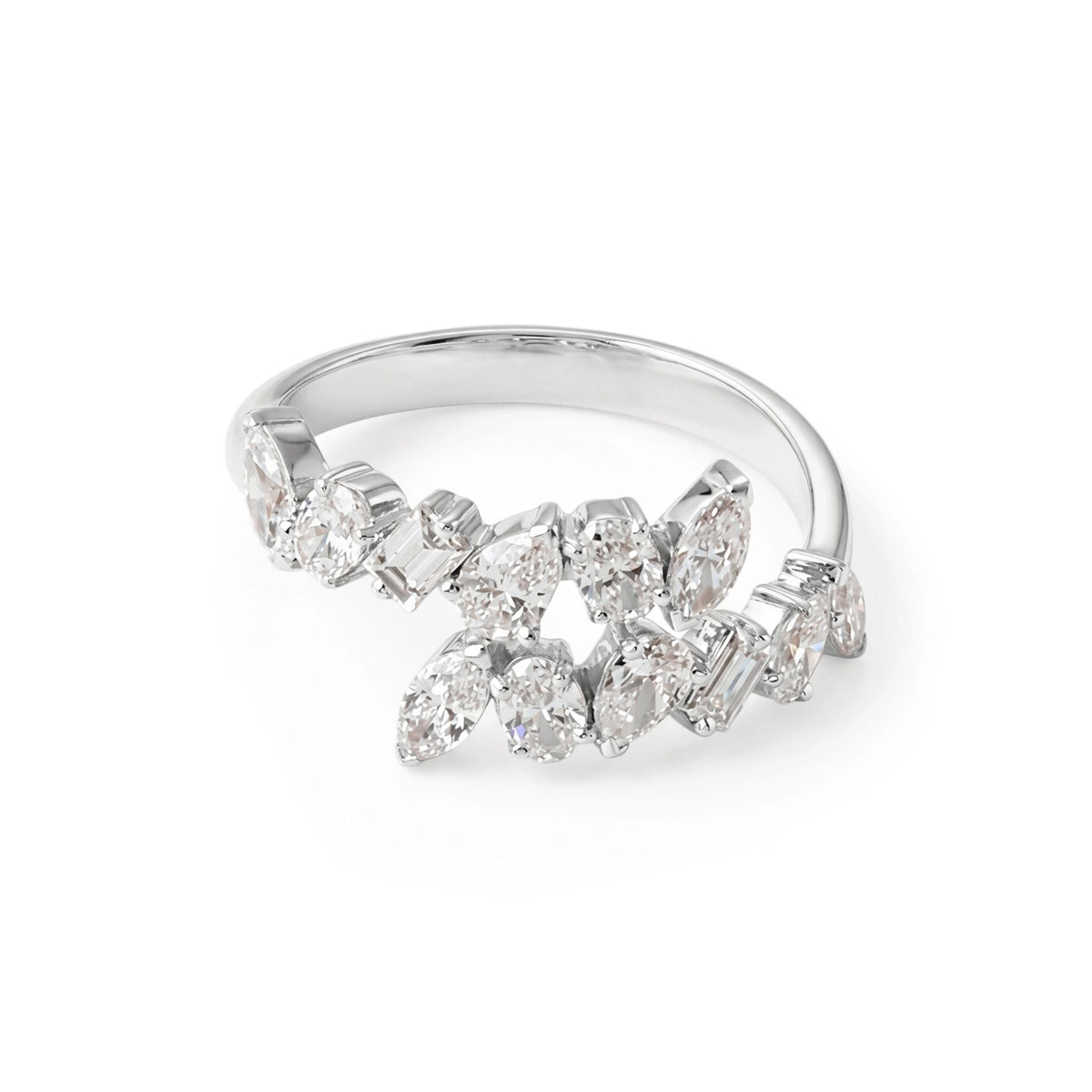 Multi Fancy Shape Diamond Bypass Ring View 4