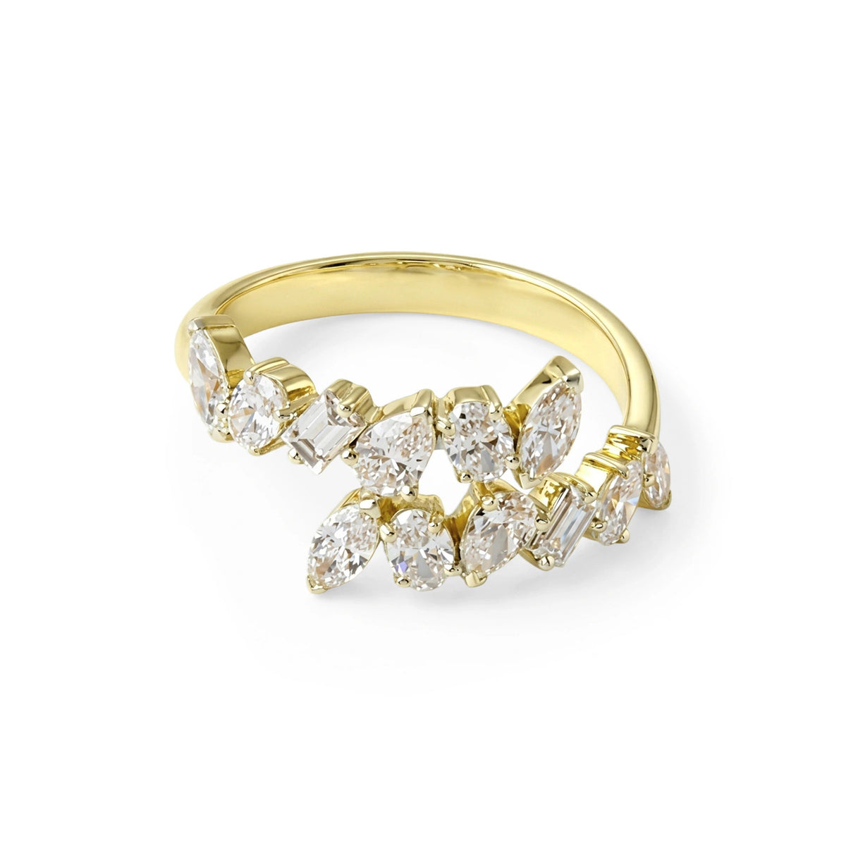 Multi Fancy Shape Diamond Bypass Ring View 7