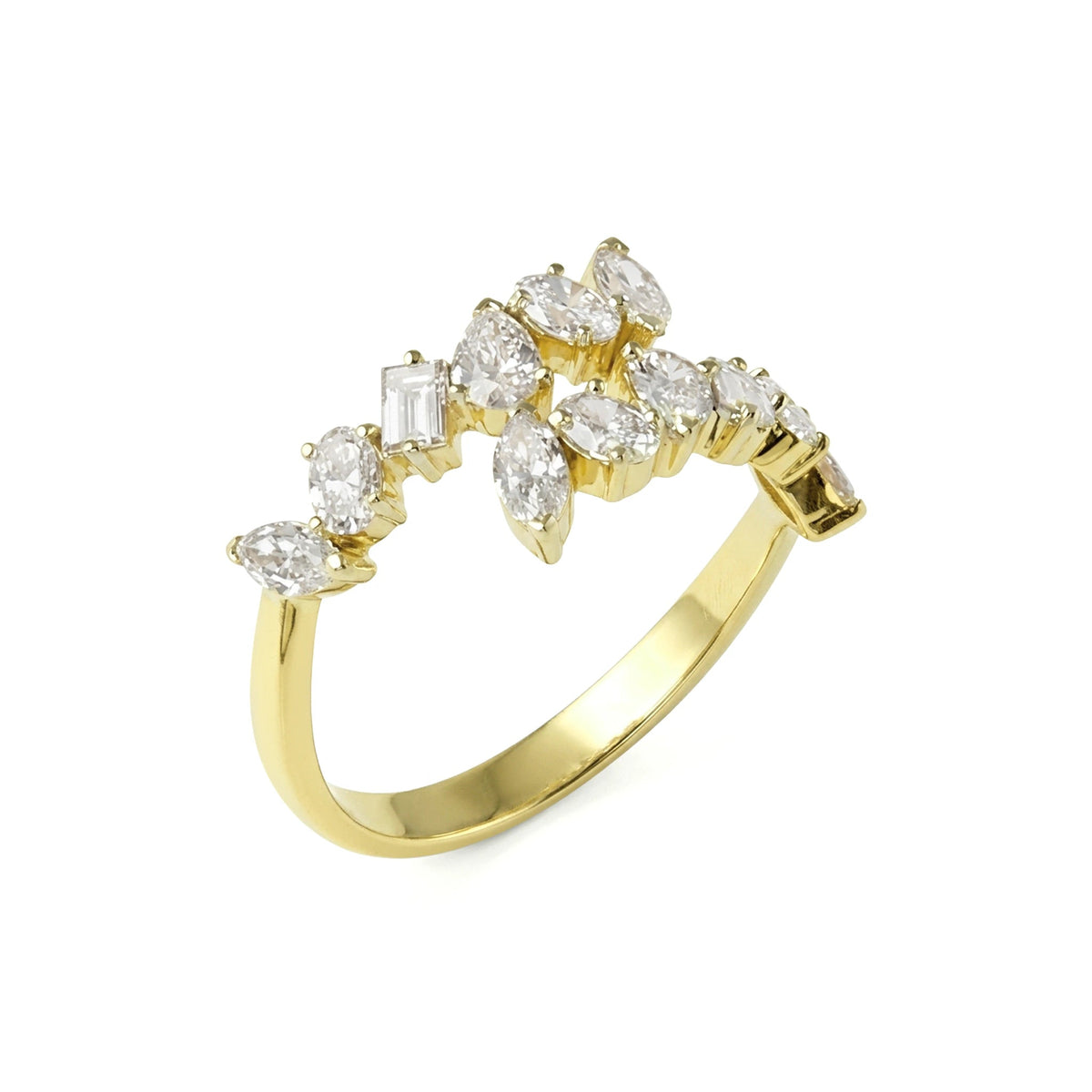 Multi Fancy Shape Diamond Bypass Ring View 6