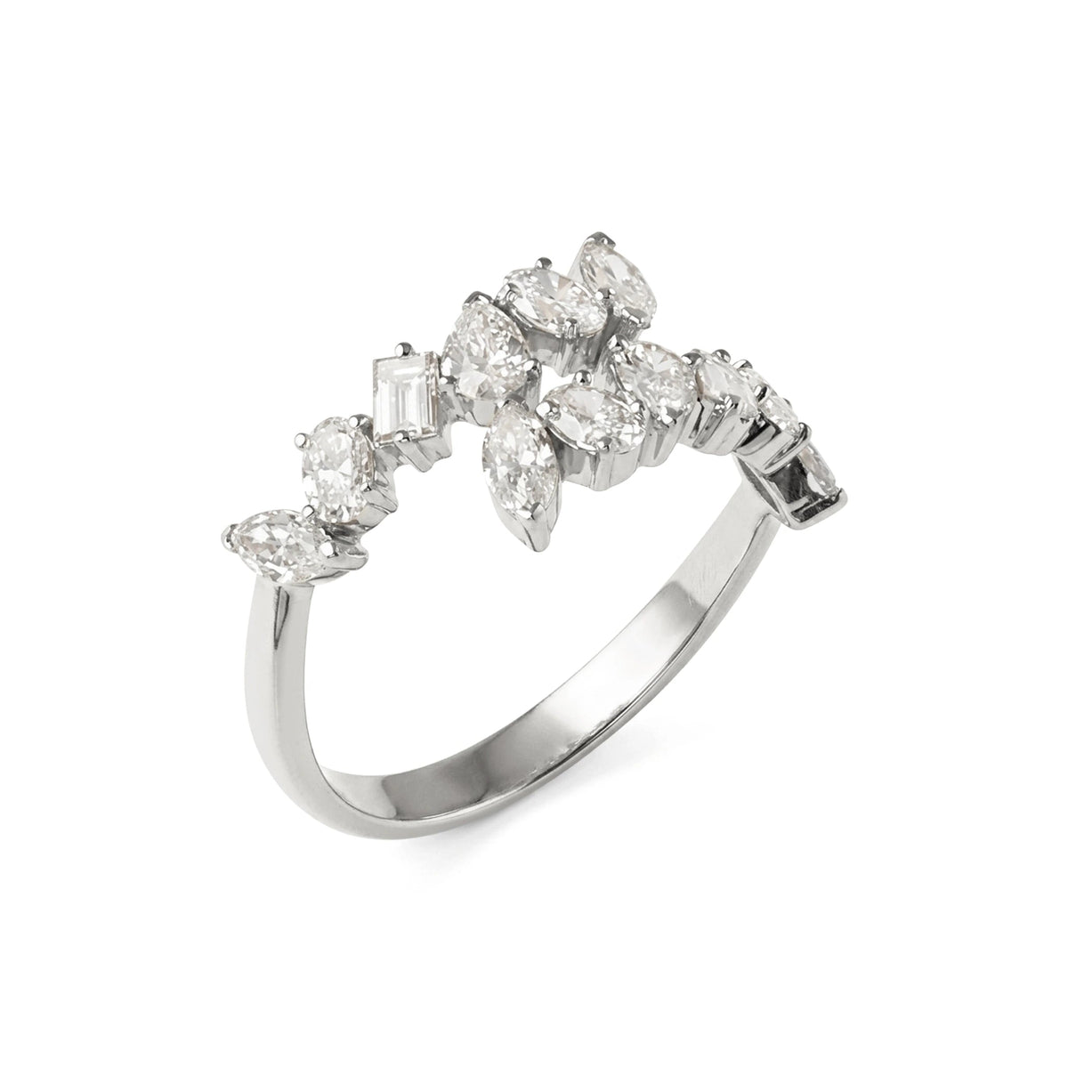 Multi Fancy Shape Diamond Bypass Ring View 5