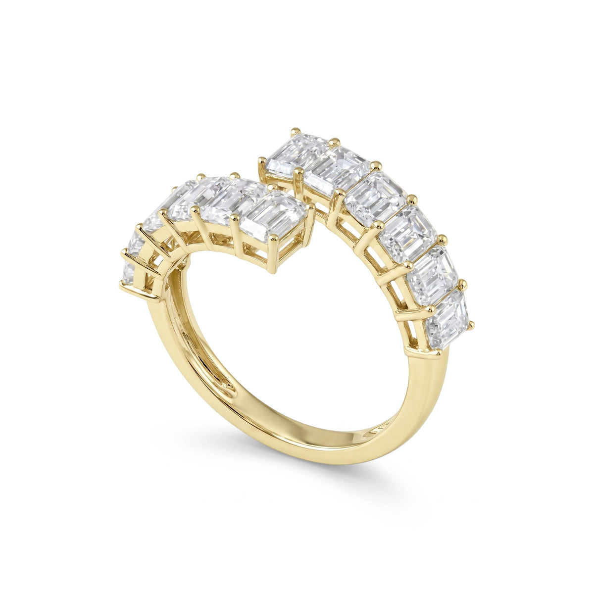 Open Emerald-Cut Diamond Wrap Band View 9