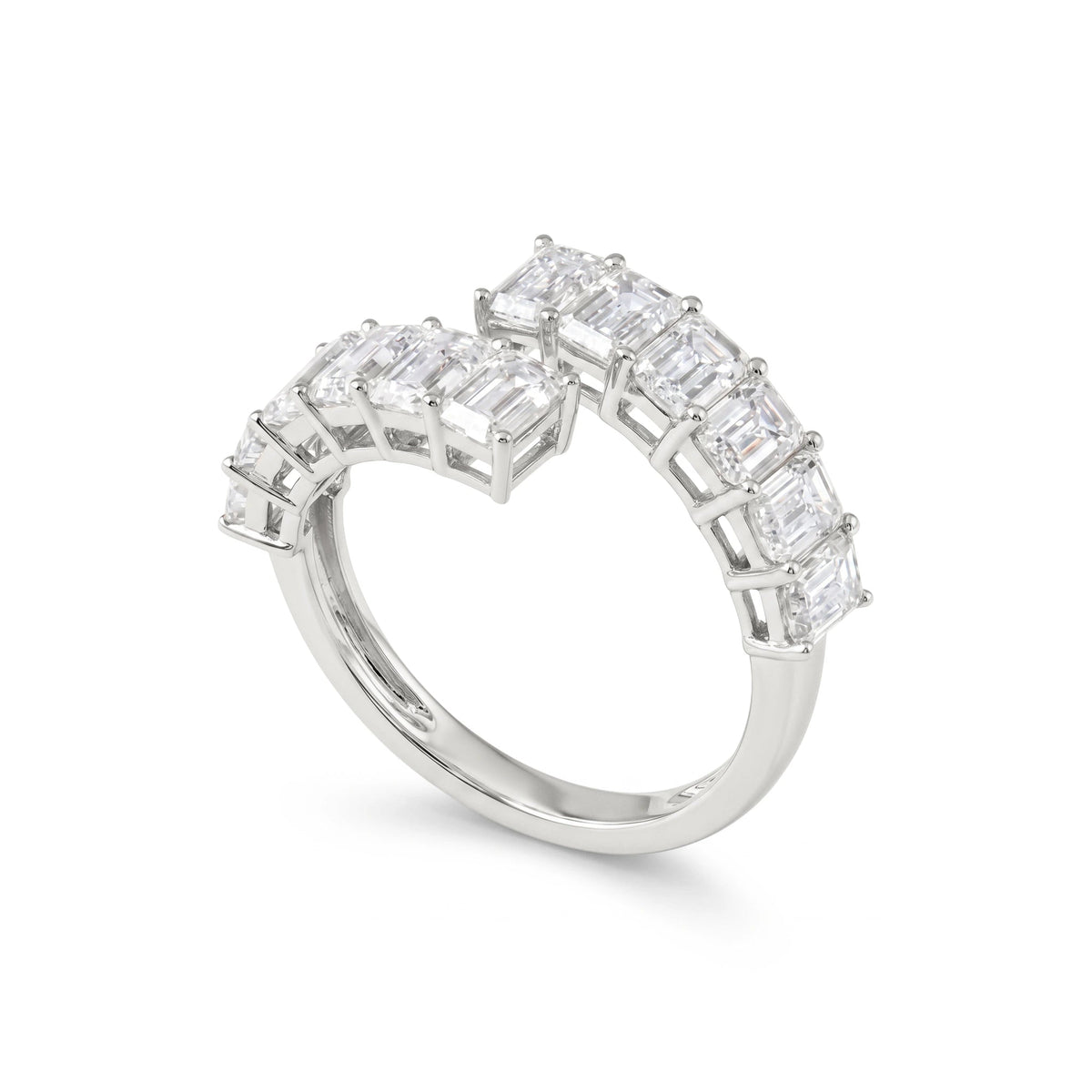 Open Emerald-Cut Diamond Wrap Band View 7