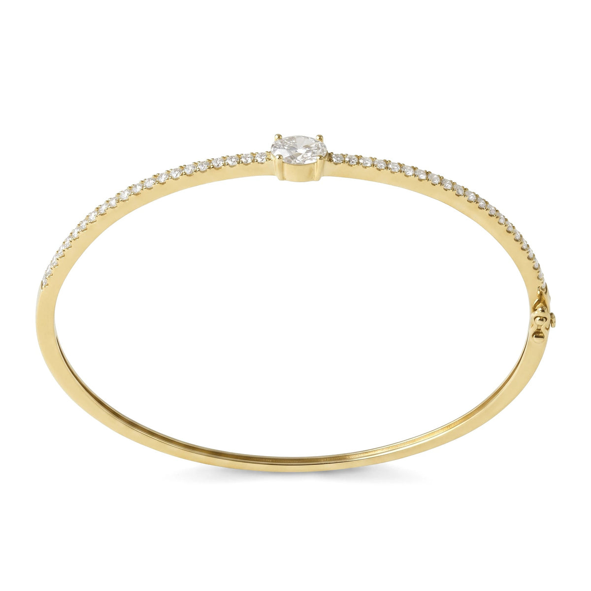 Oval Diamond Solitaire & Pave Line Bangle View 6