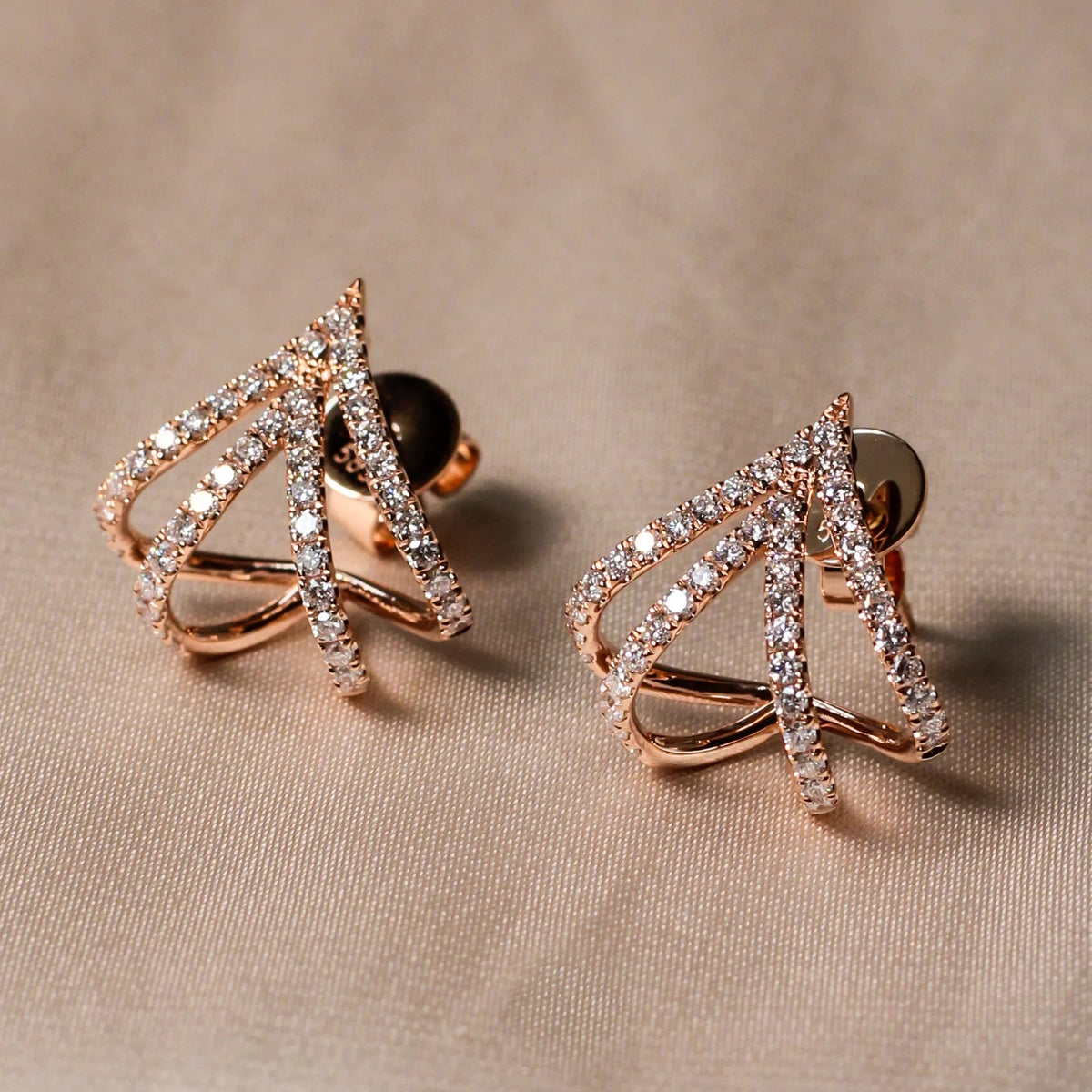 Pavé Diamond Geometric Crossover Earrings ROSE 10K