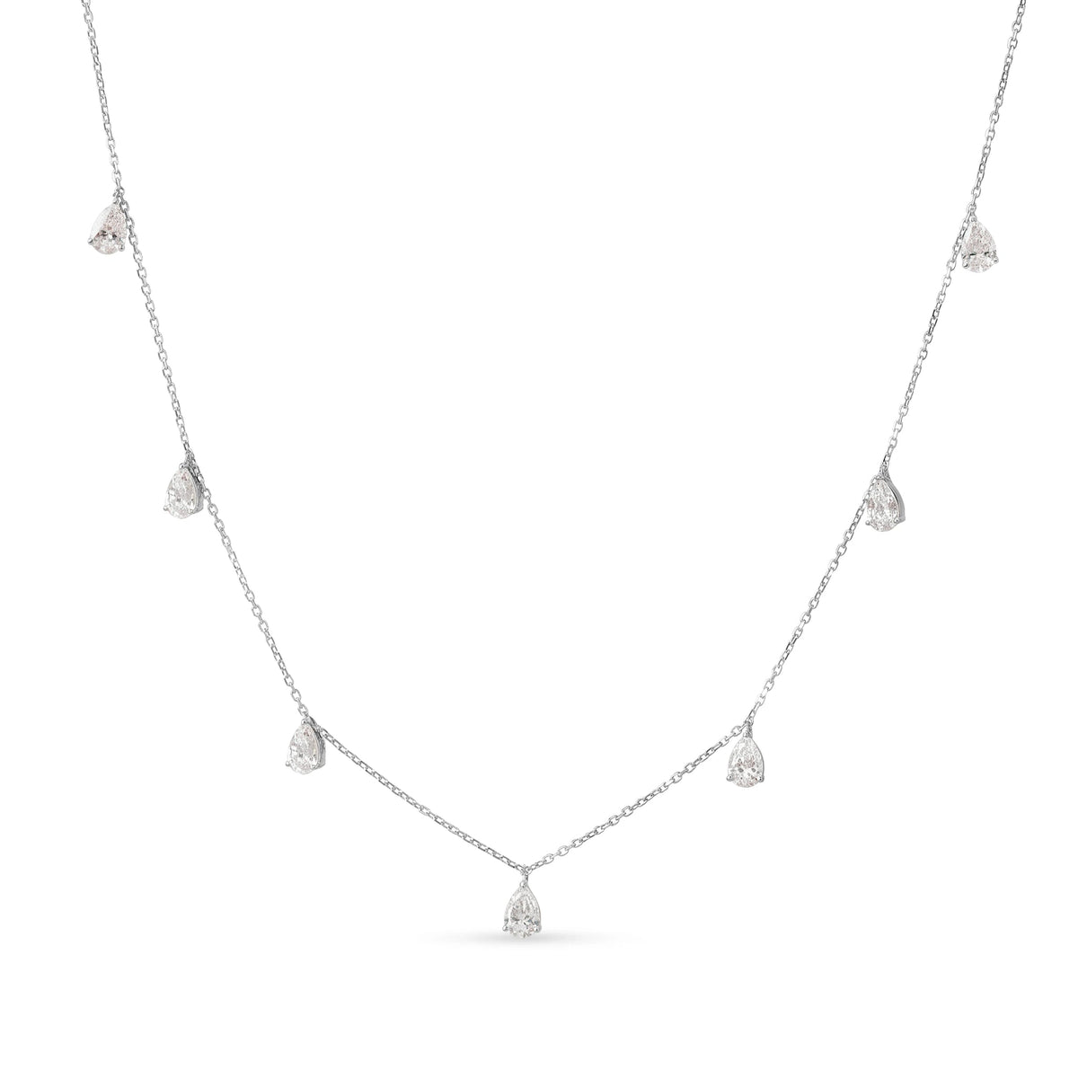 Pear Diamond Dangle Station Necklace View 5