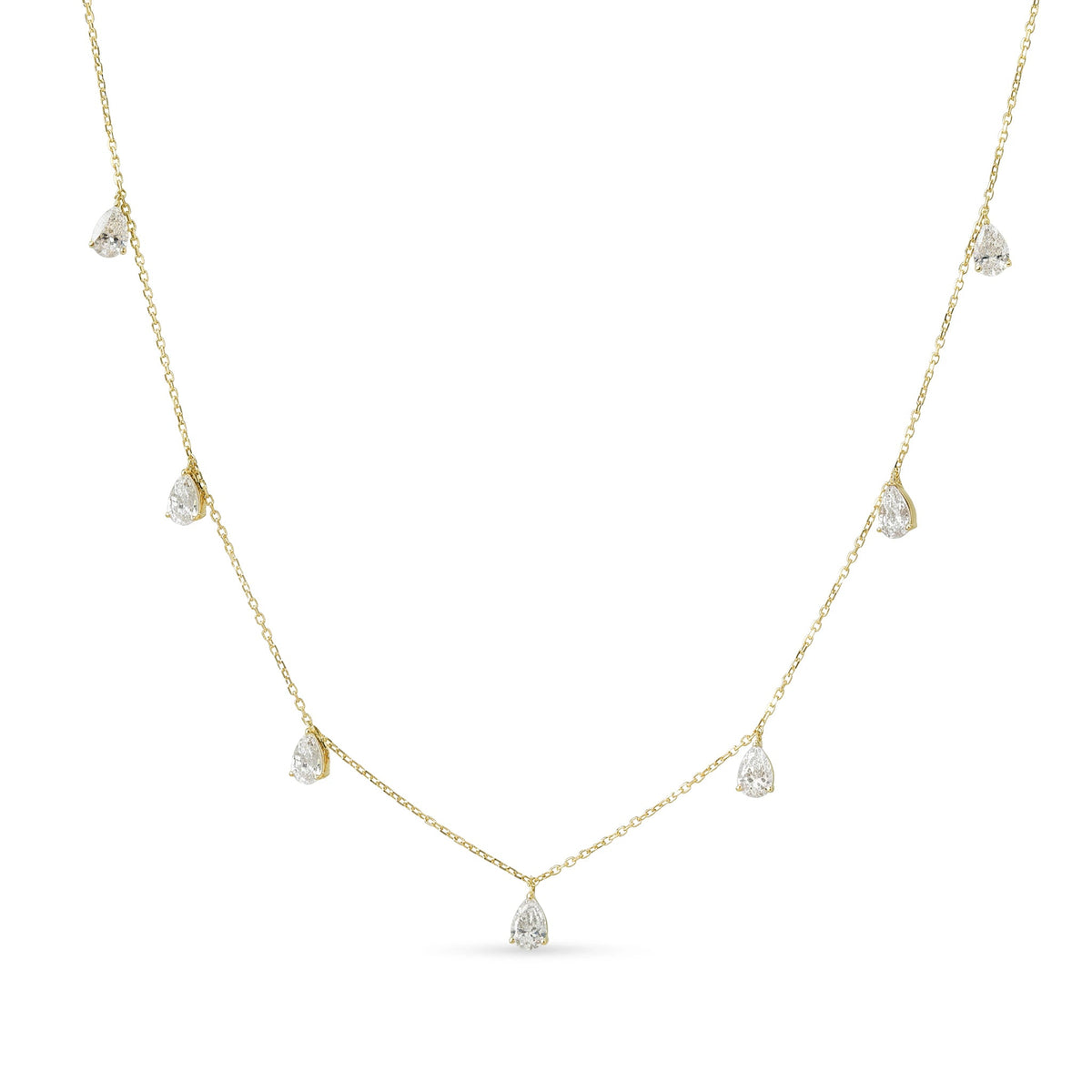 Pear Diamond Dangle Station Necklace View 6
